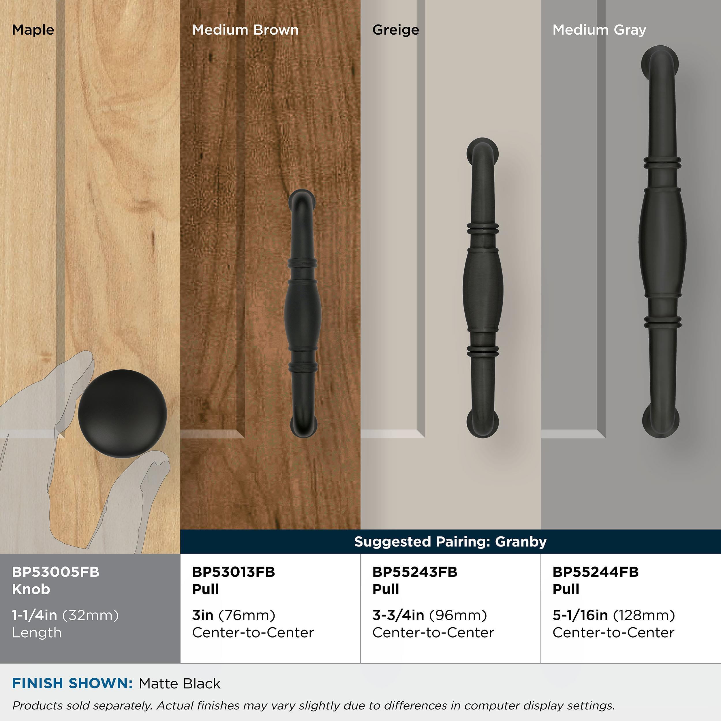 Amerock Edona 1-1/4 inch (32mm) Diameter Matte Black Cabinet Knob - 25 Pack - Image 9