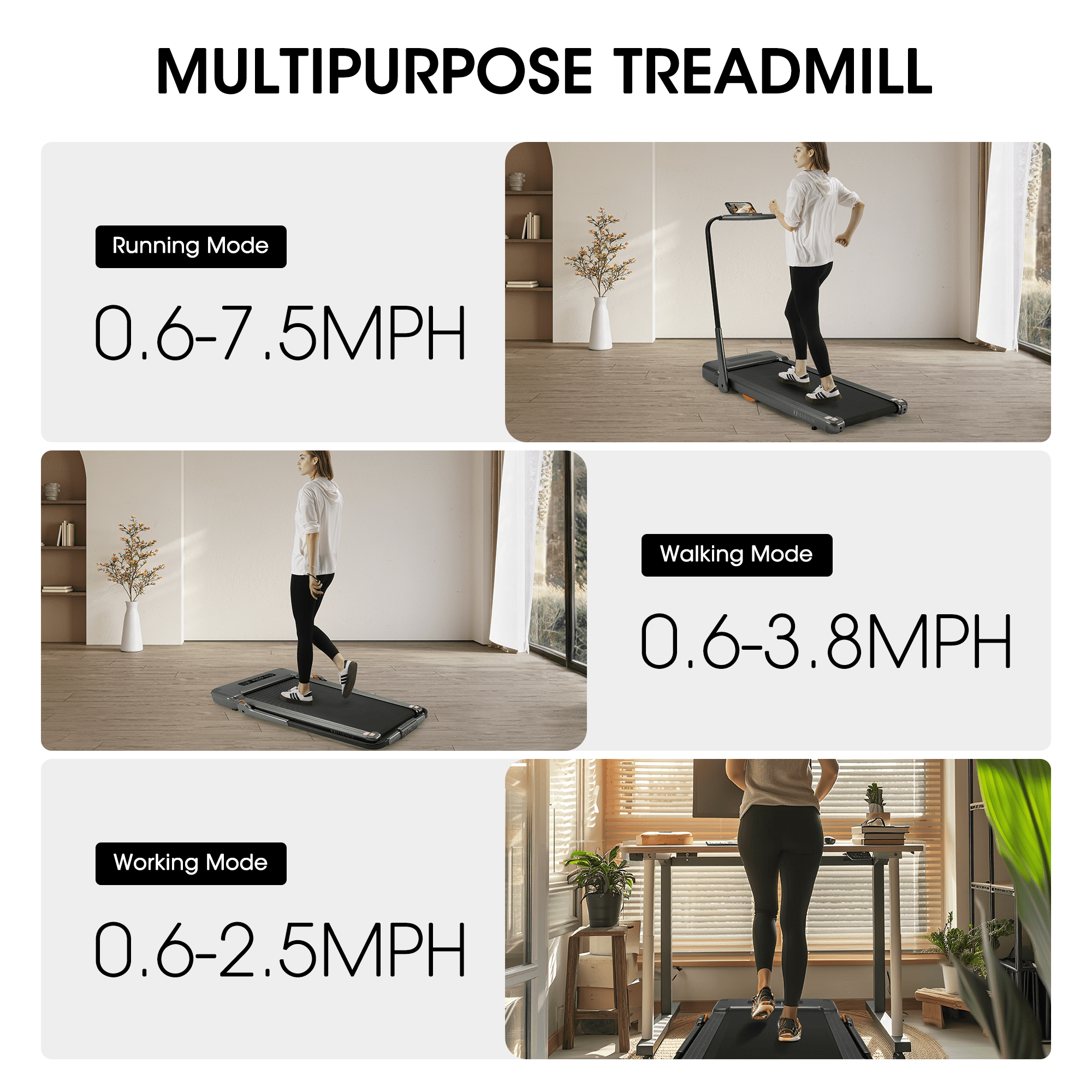 MaxKare 2.5HP Walking Pad Treadmill, Space-Saving Under Desk Treadmill with Remote Control for Home & Office, 265 LBS - Image 2