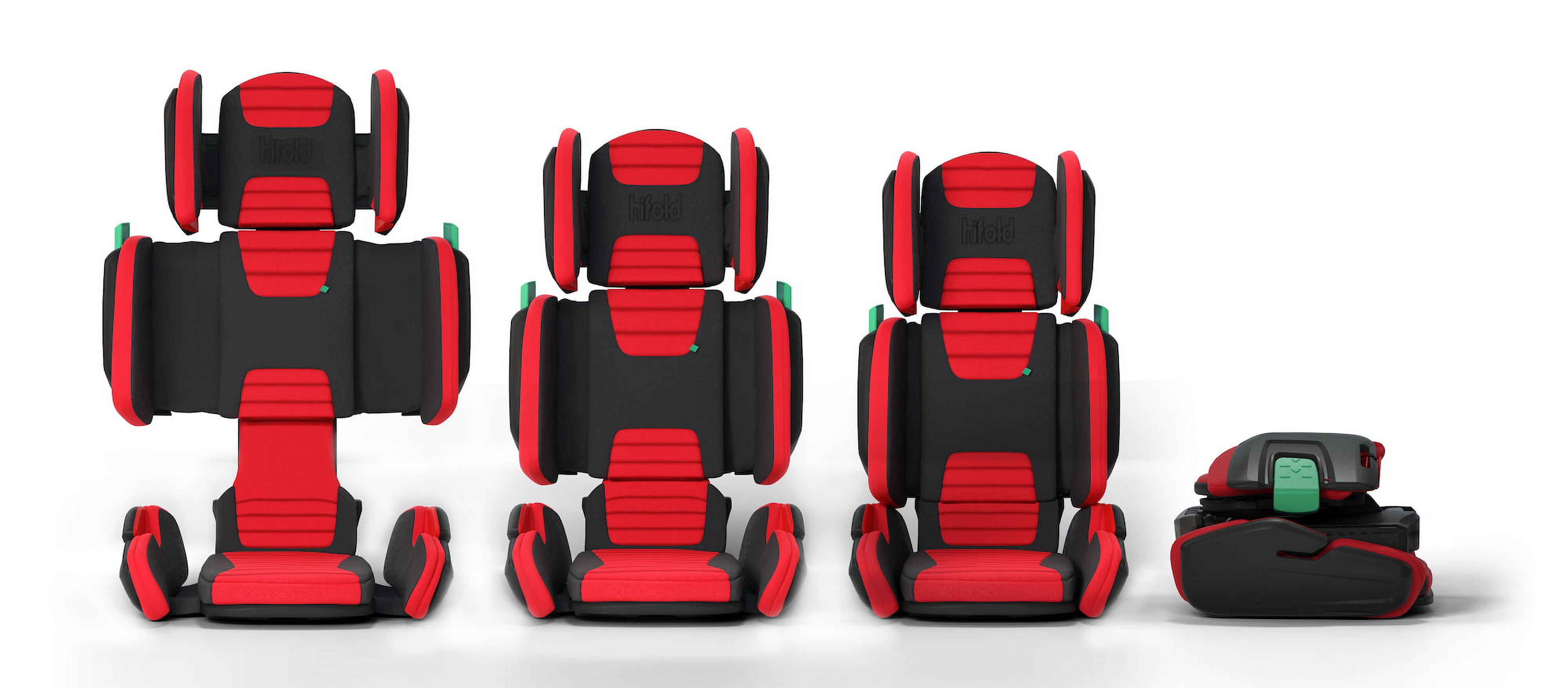 hifold Fit-And-Fold High Back High-back Booster Car Seat, Solid Print Red - Image 2