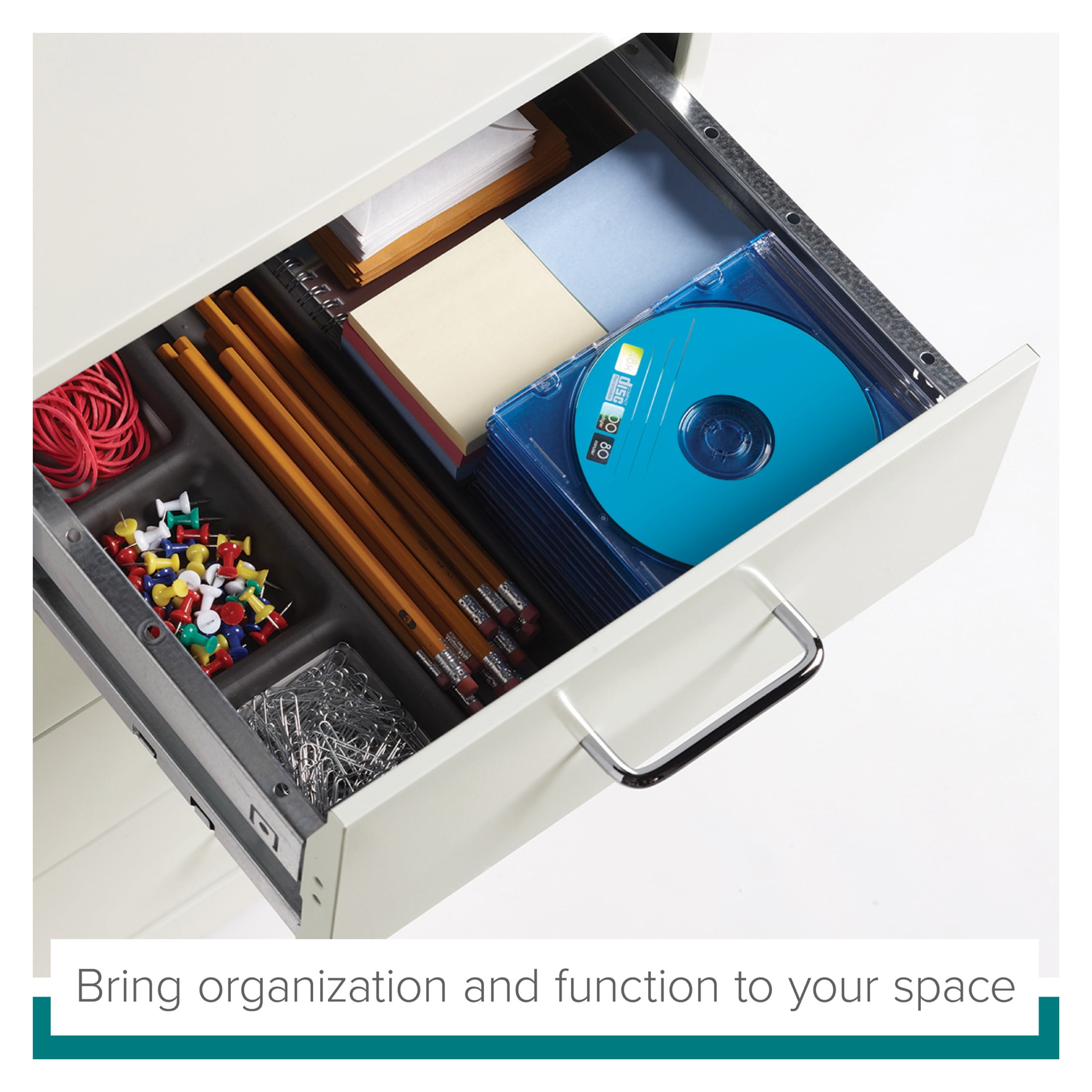 Space Solutions 18" Deep 4 Drawer Metal Mobile Organizer, 4 Box Drawers, Locking, White - Image 16