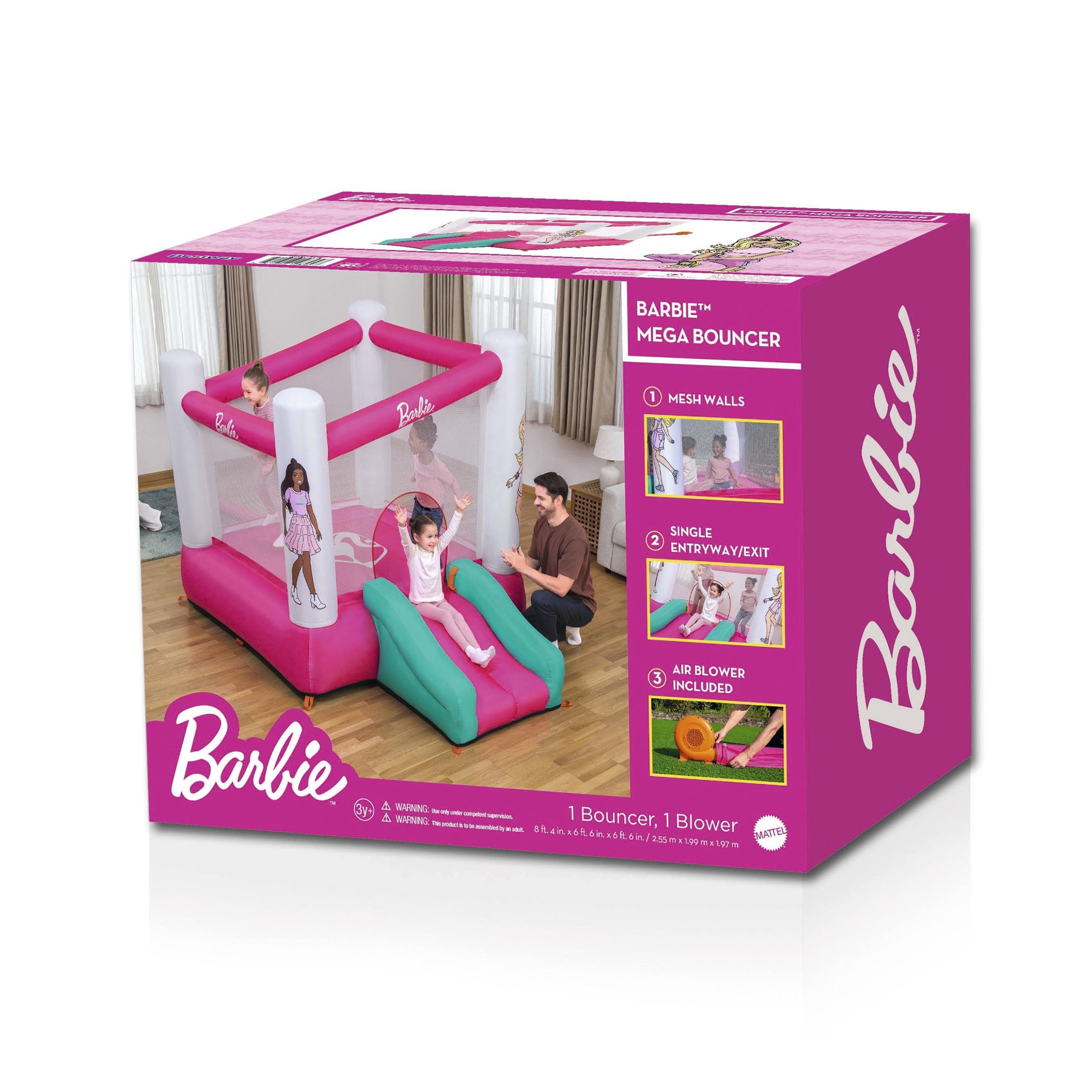 Barbie Bounce House with Extra-Wide Slide, Mesh Walls and Blower, Indoor/Outdoor, Ages 3+ - Image 6