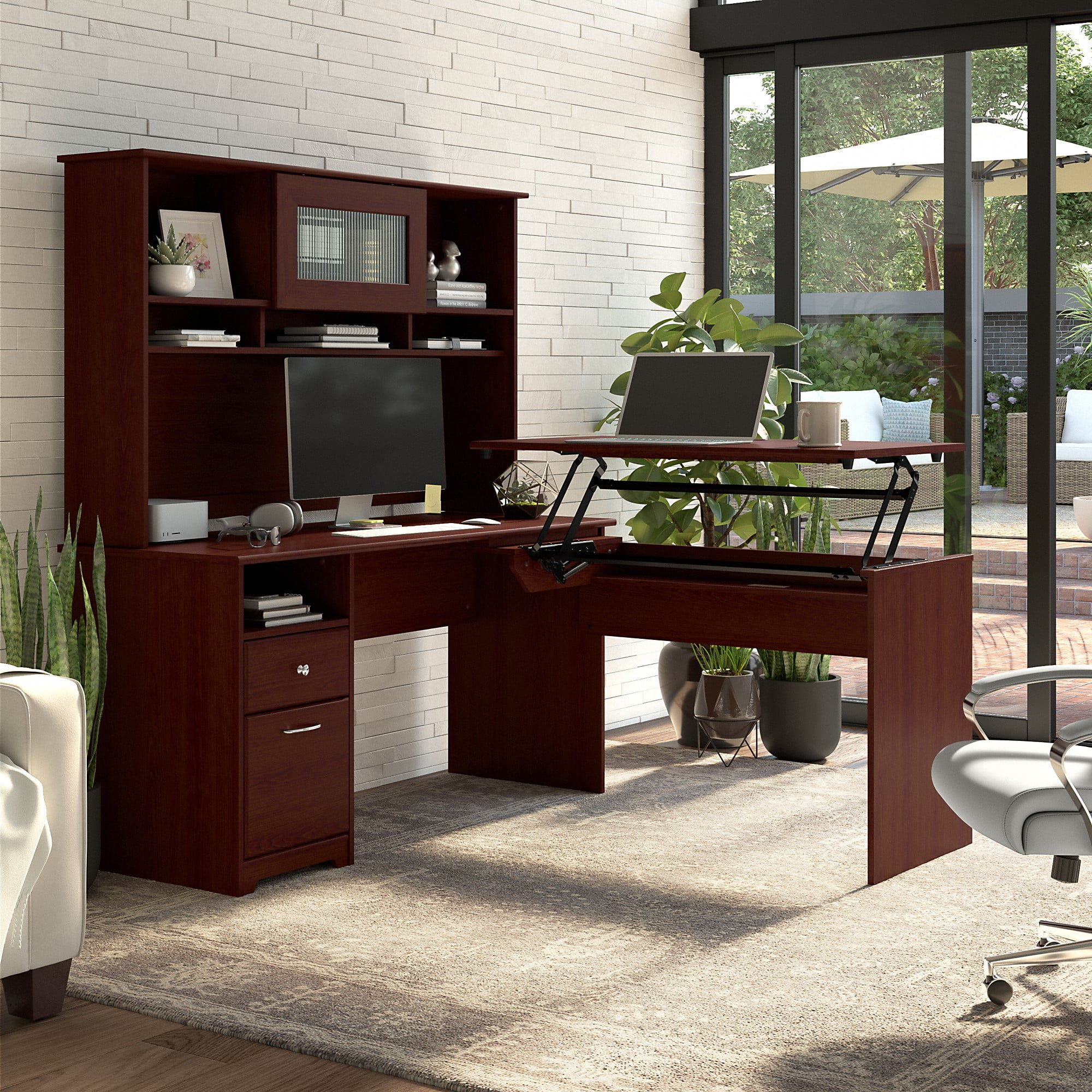 Bush Furniture Cabot 60" Computer Desk with Storage, Harvest Cherry - Image 13