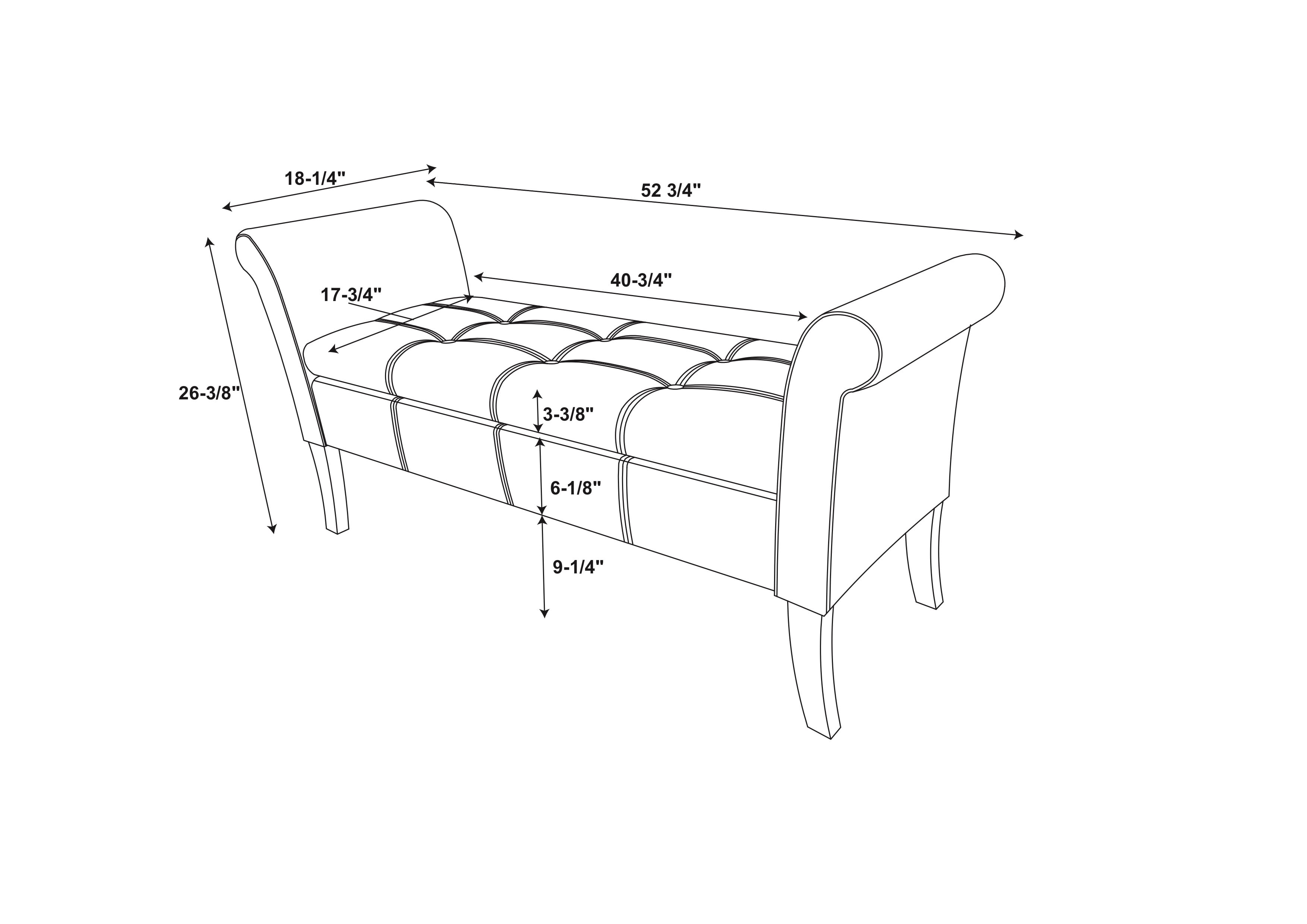 Linon Milclay Tufted Storage Bench with Rolled Arms, Dark Espresso/Charcoal - Image 2