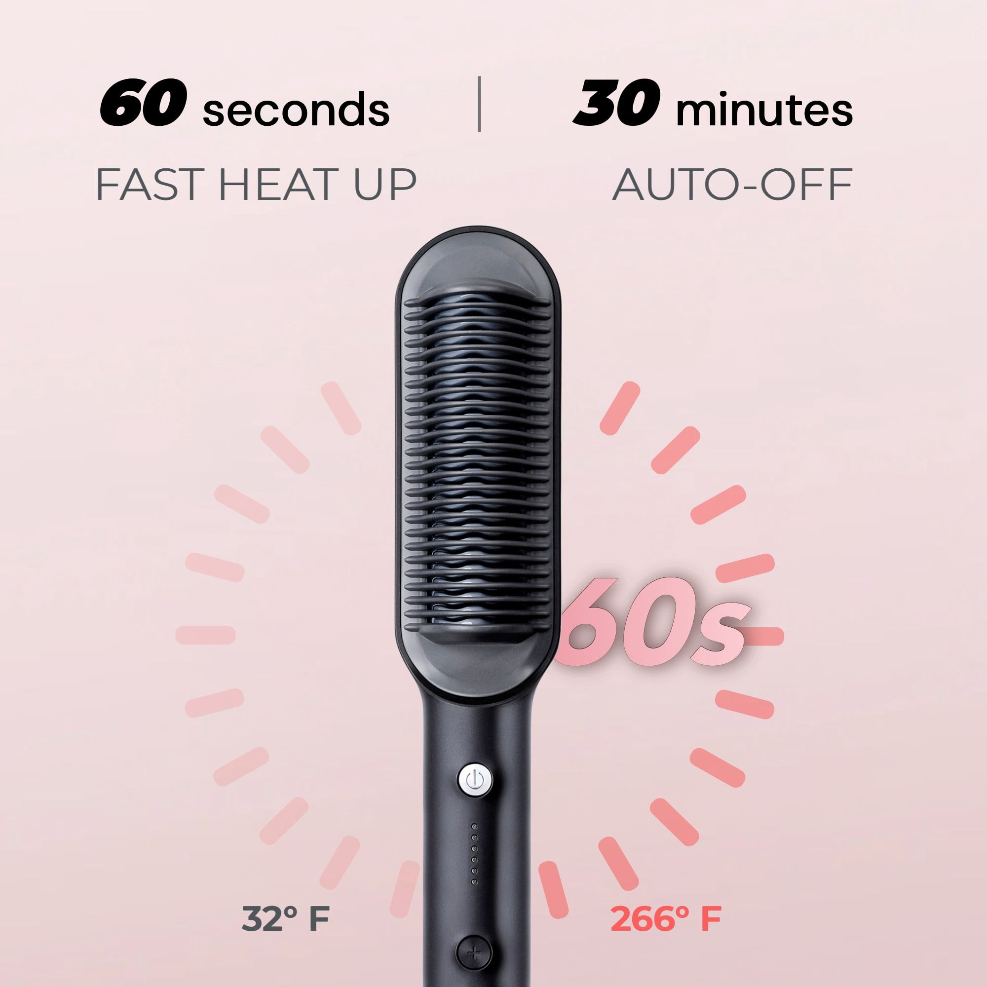 TYMO RING Hair Straightener Brush, Anti-Scald Ceramic Heated Straightening Flat Iron Comb, Frizz Control & Smooth Shine, Dual Voltage, Black, with Travel Bag - Image 7