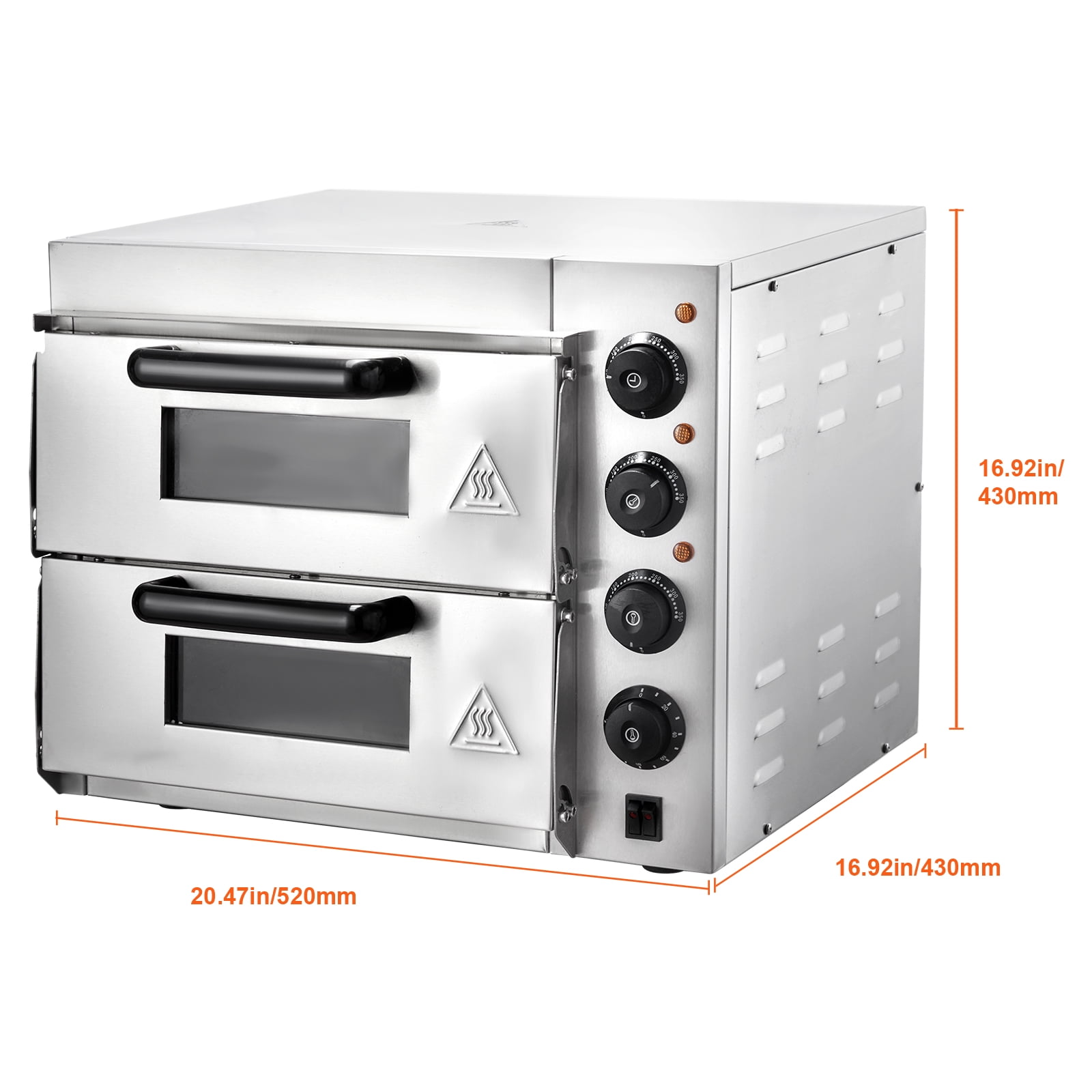 KFFKFF Dual Layer 14" Countertop Pizza Oven, Stainless Steel with Stone Base and Handle, Versatile Electric Oven for Home and Restaurant Use, Ideal for Pizza, Pretzels, and Baked Goods - Image 3