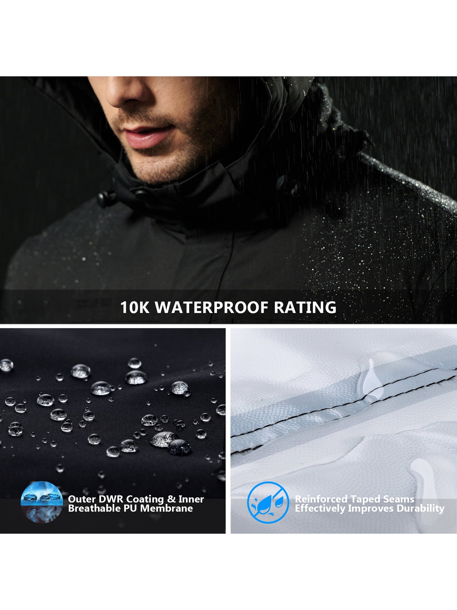 FREE SOLDIER Men's Waterproof Ski Jacket Fleece Lined Snow Coat Warm Winter Rain Jacket - Image 5