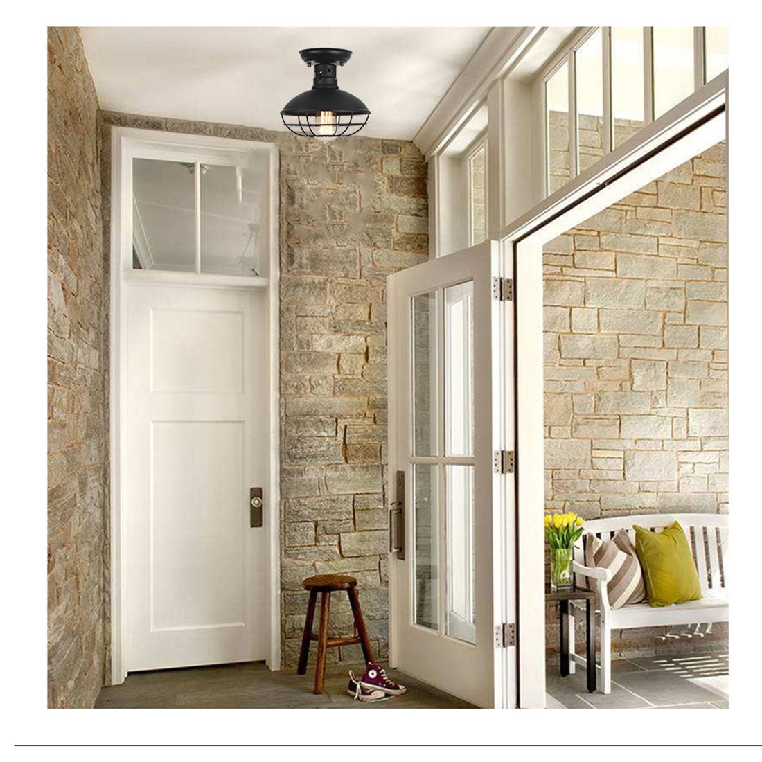 A Smile in the Mind Vintage 12” Ceiling Flush Mount Light with Glass Shade - Image 6