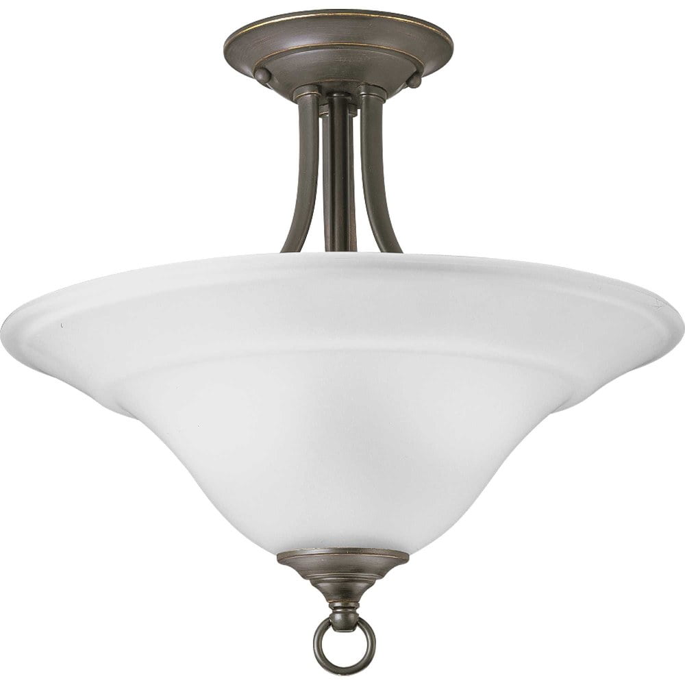 Progress Lighting Trinity Collection, 2-Light Semi-Flush Ceiling Fixture, Antique Bronze, Etched Glass Shade - Image 2