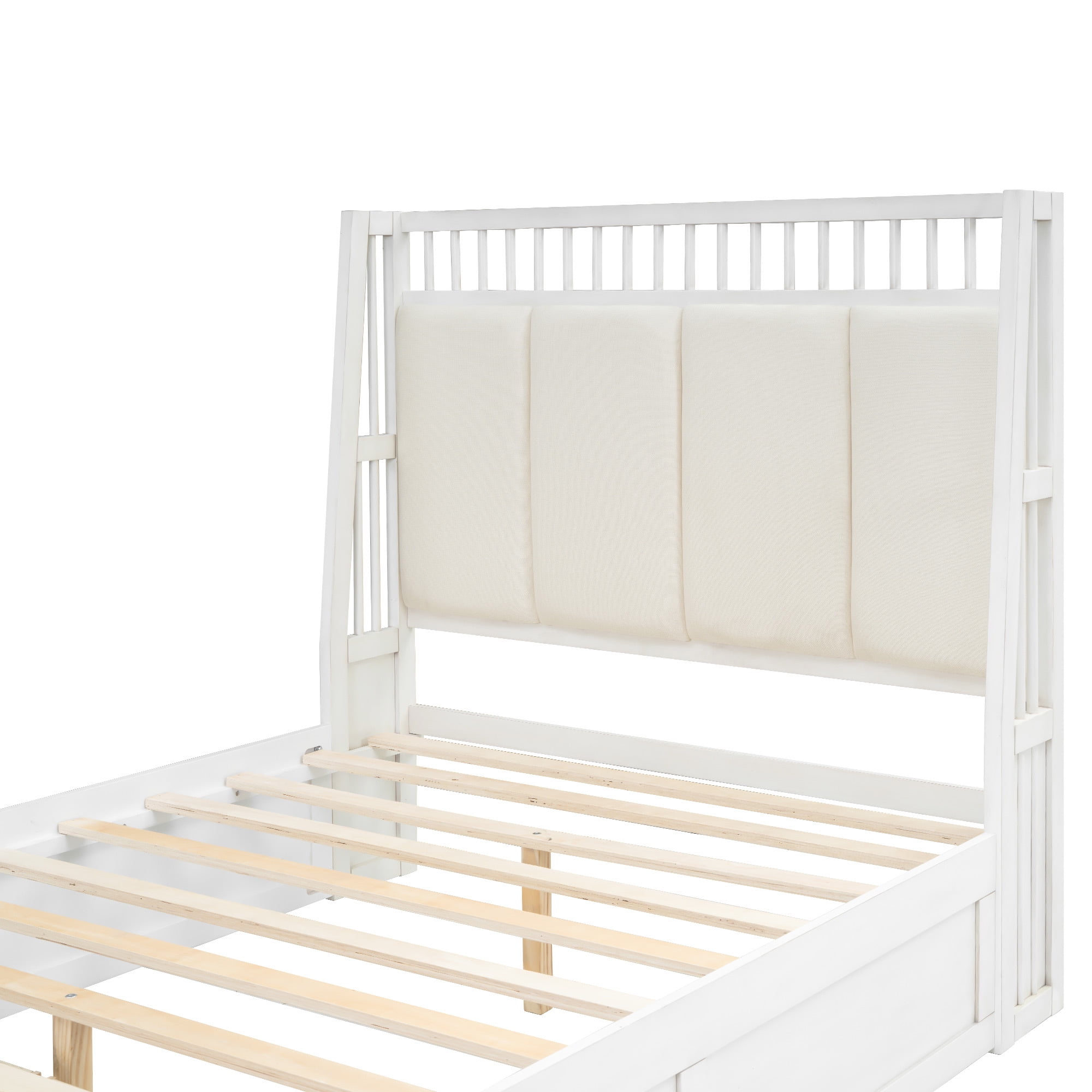 Euroco Full Size Platform Bed Frame with 2 Drawers, Upholstered Headboard for Kids Teens Adults - Image 6