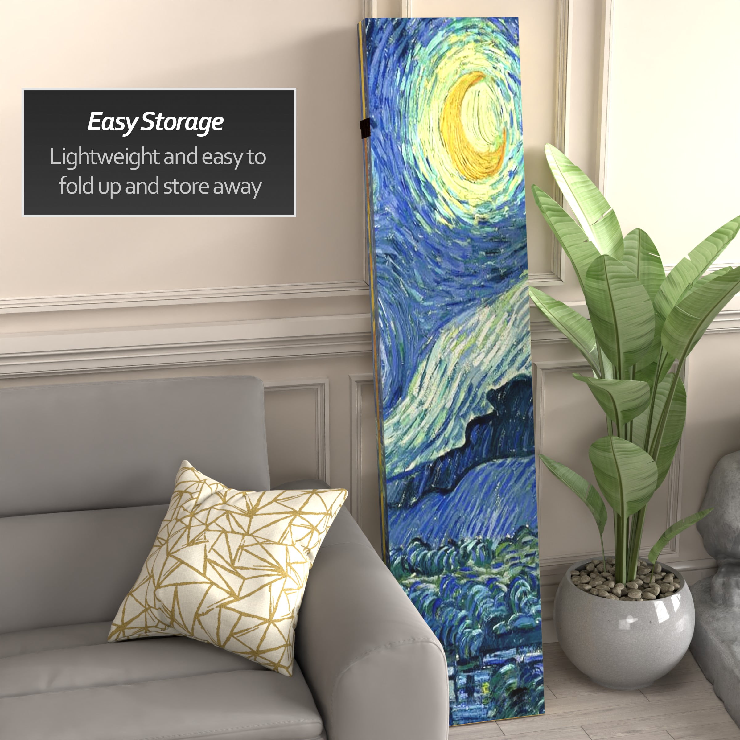Oriental Furniture 6 ft. Tall Van Gogh Canvas Room Divider - 4 Panel - Image 2