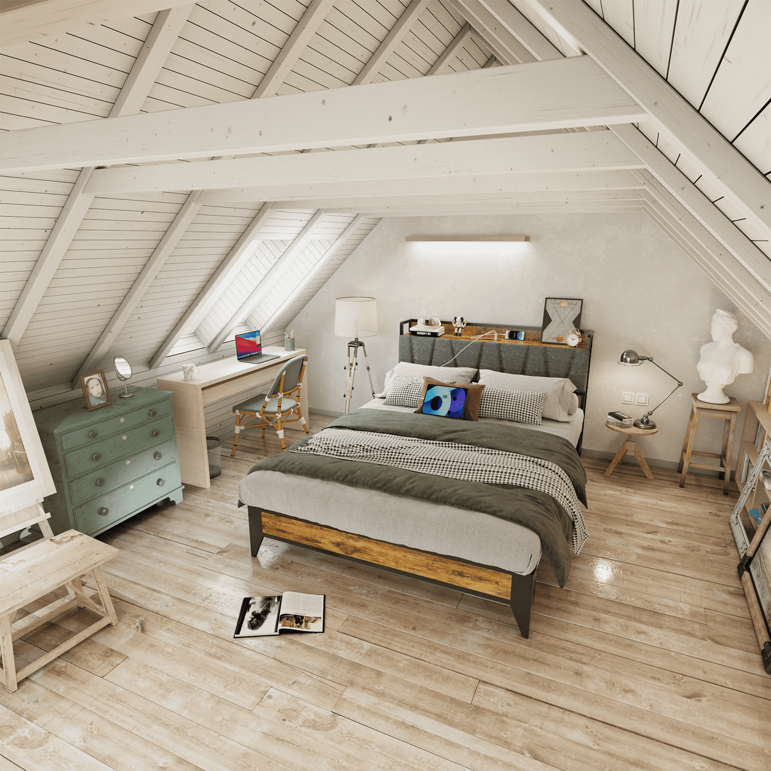 Behost Platform Beds,Queen Bed Frame with Fabric Upholstered Headboard - Image 6