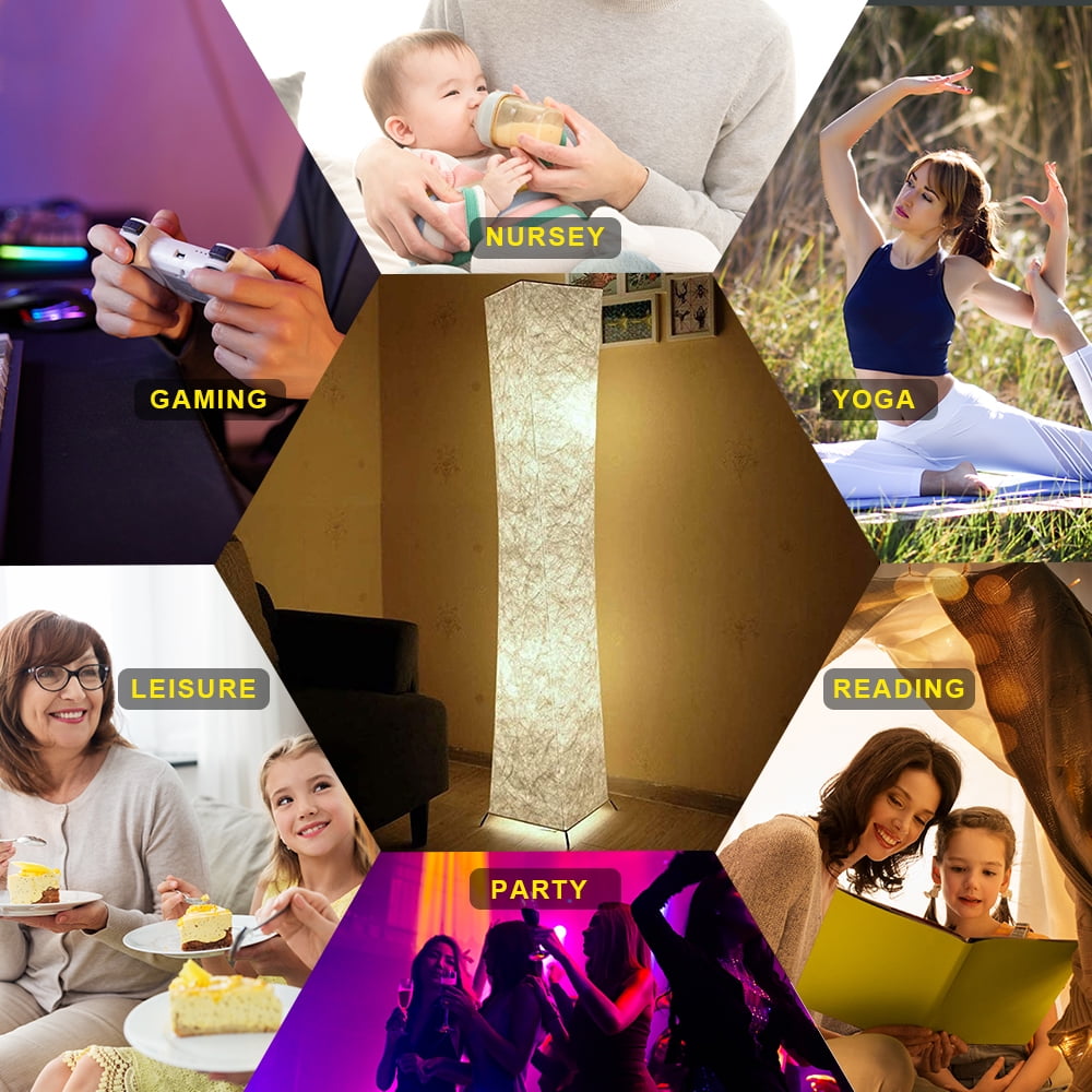 Kqiang 61” RGB Color Changing Dimmable Floor Lamp with White Fabric Shade - Image 3