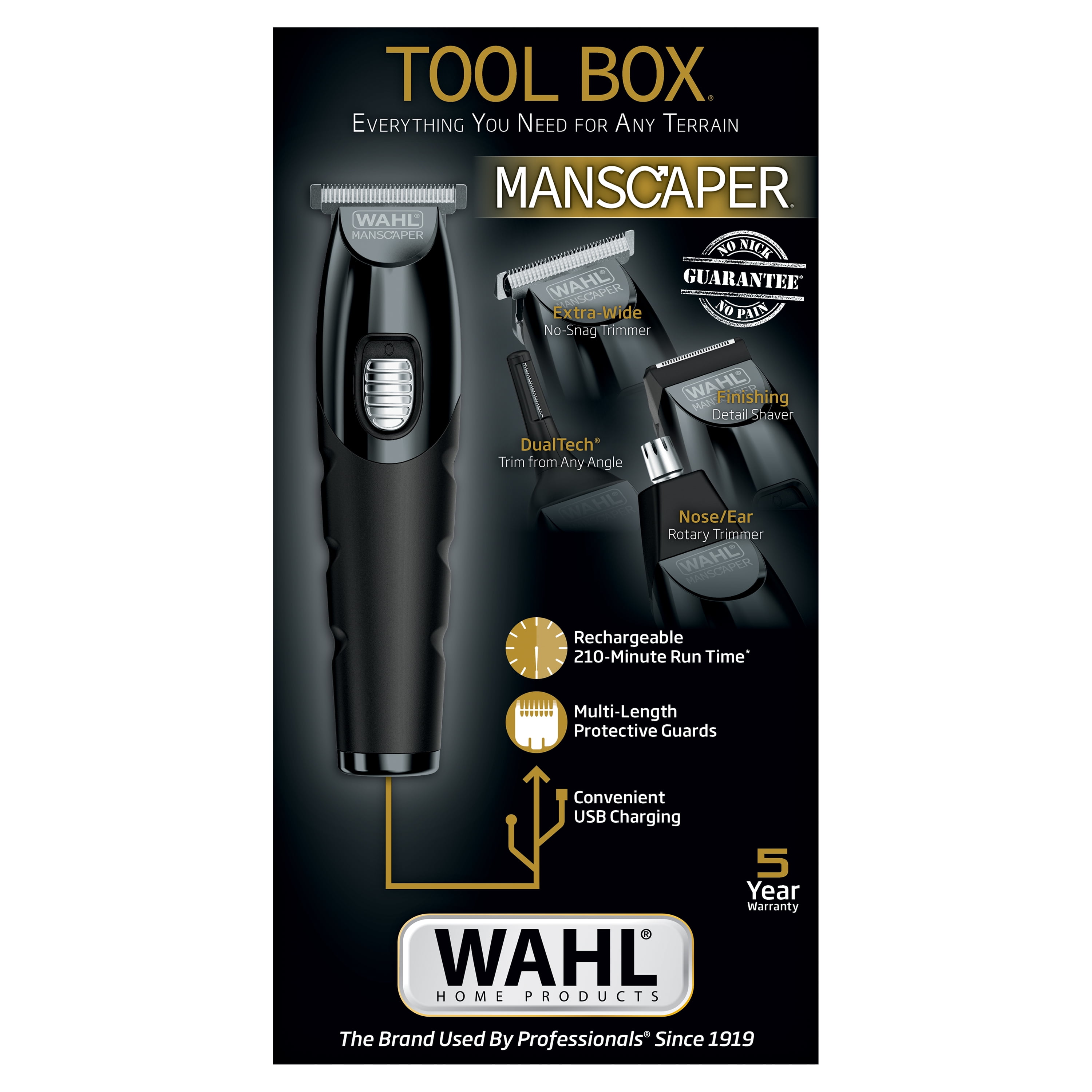 Wahl Manscaper Tool Box Rechargeable Trimmer for Trimming, Shaving, & Detailing for Men - 3024523 - Image 7