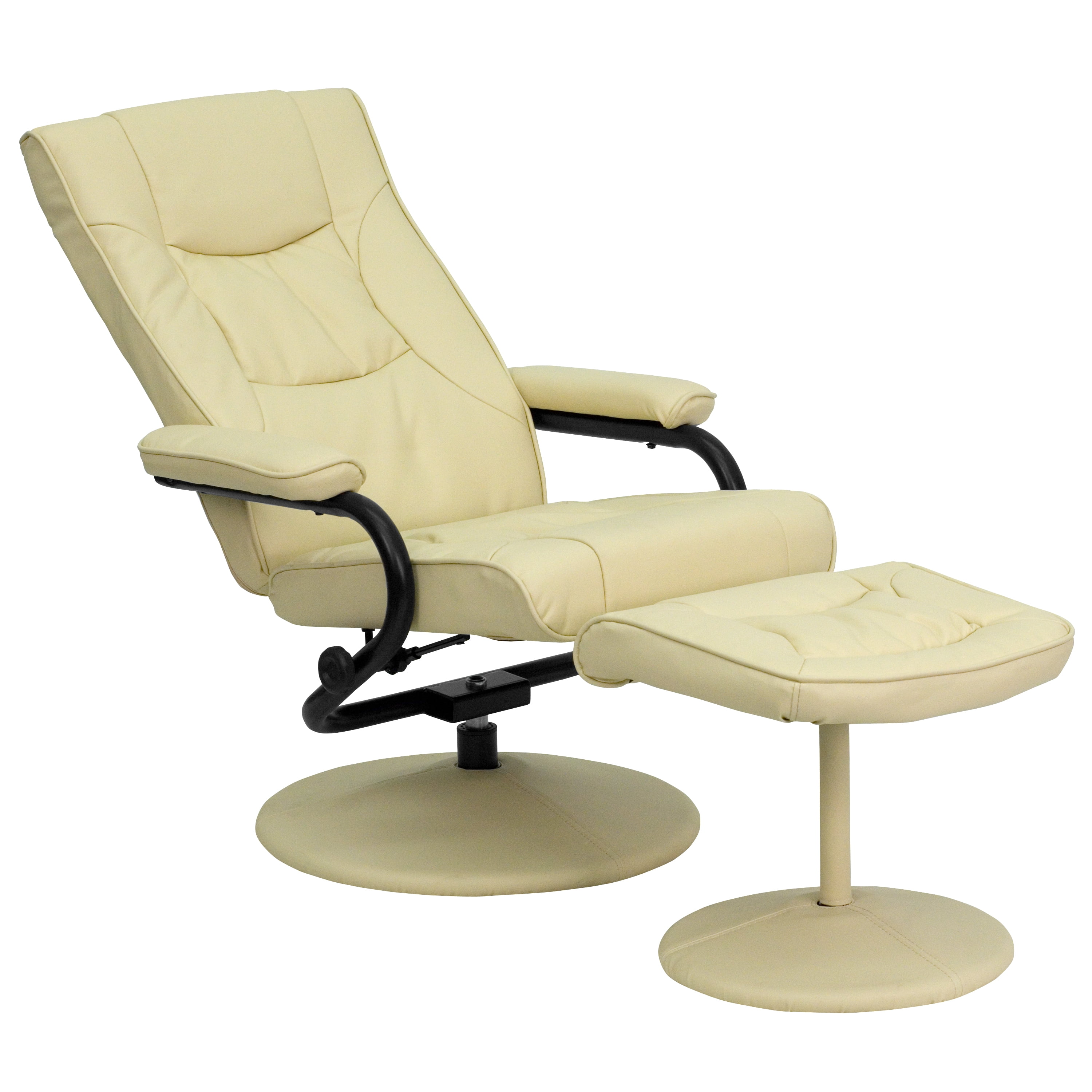 Flash Furniture Contemporary Multi-Position Recliner and Ottoman with Wrapped Base in Cream LeatherSoft - Image 10