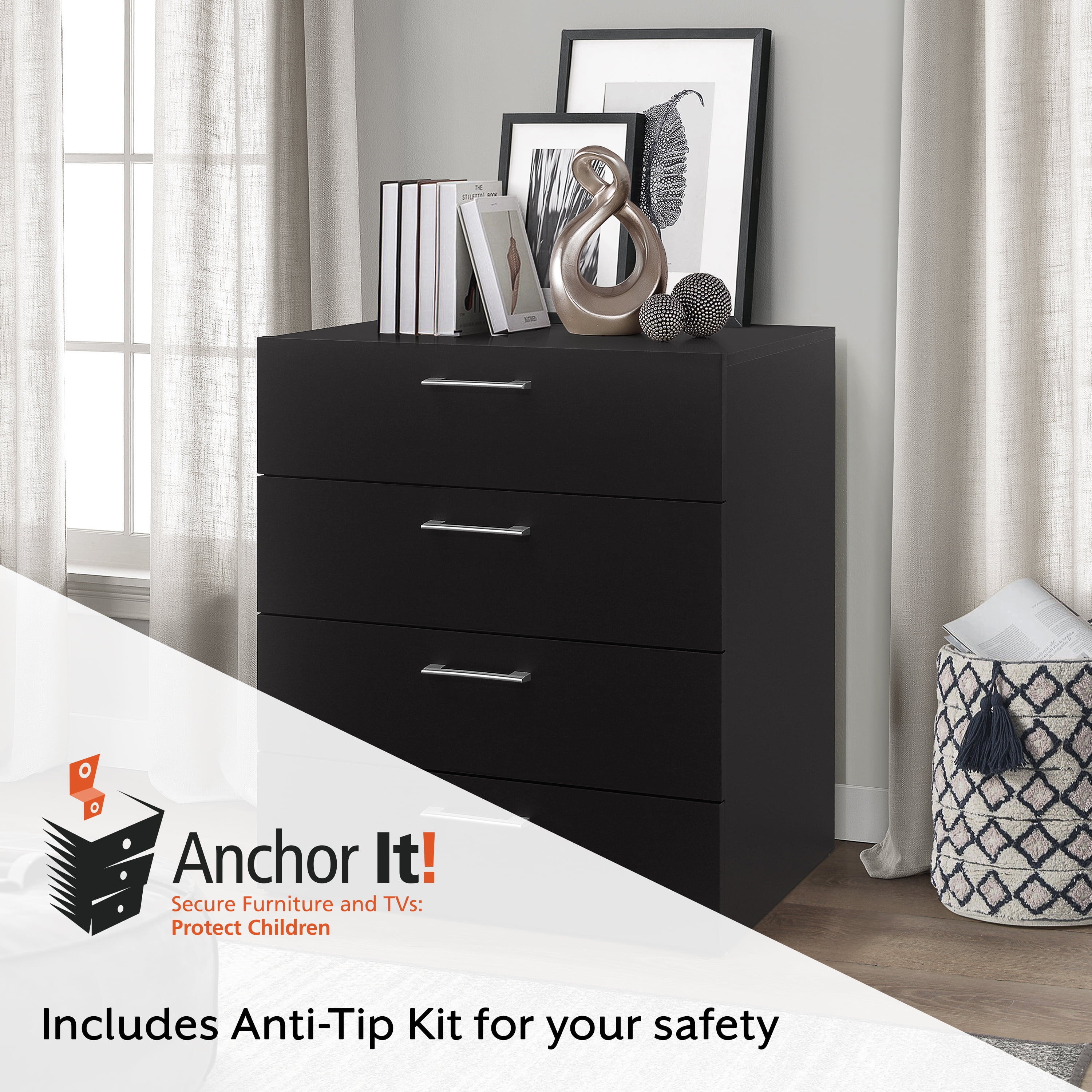 Lundy 4-Drawer Dresser, Black, by Hillsdale Living Essentials - Image 4