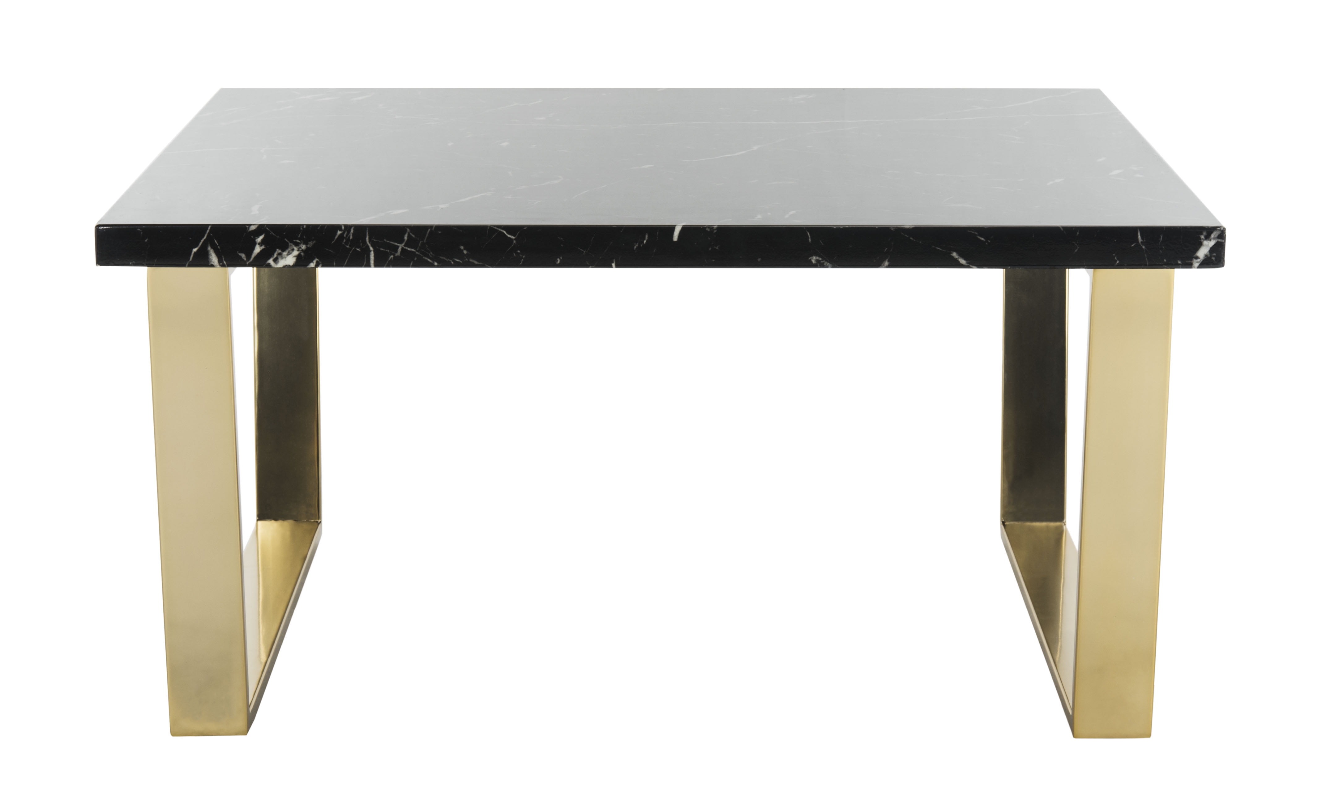 SAFAVIEH Carmen Modern Glam Square Coffee Table, Black Marblue/Brass - Image 4