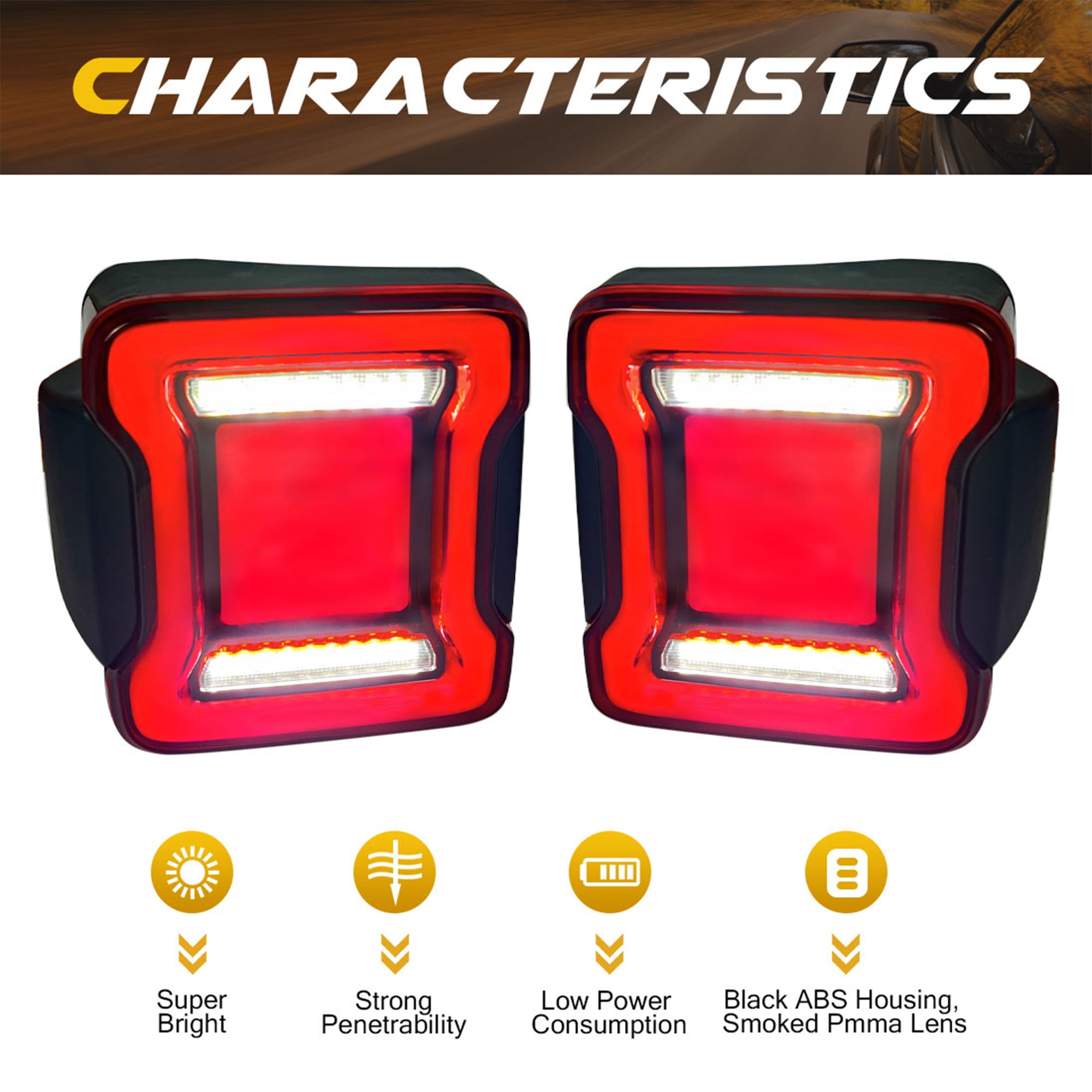 AMERICAN MODIFIED Red Lens Tunnel Tail Lights for 07-18 Jeep Wrangler JK JKU - Image 7