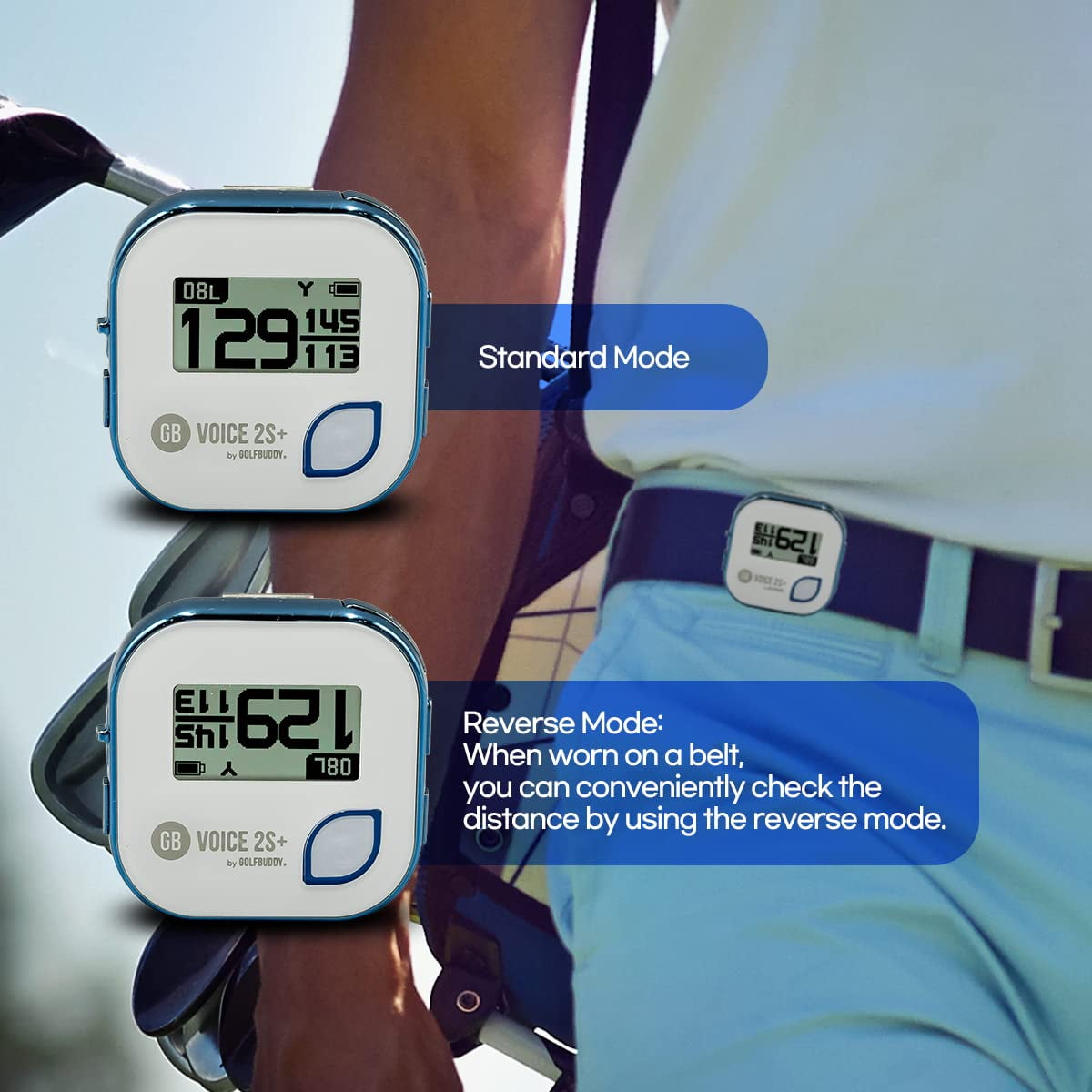 GOLFBUDDY Voice 2S+ Talking Golf GPS Rangefinder, Shot Distance Measurement - White Blue - Image 7