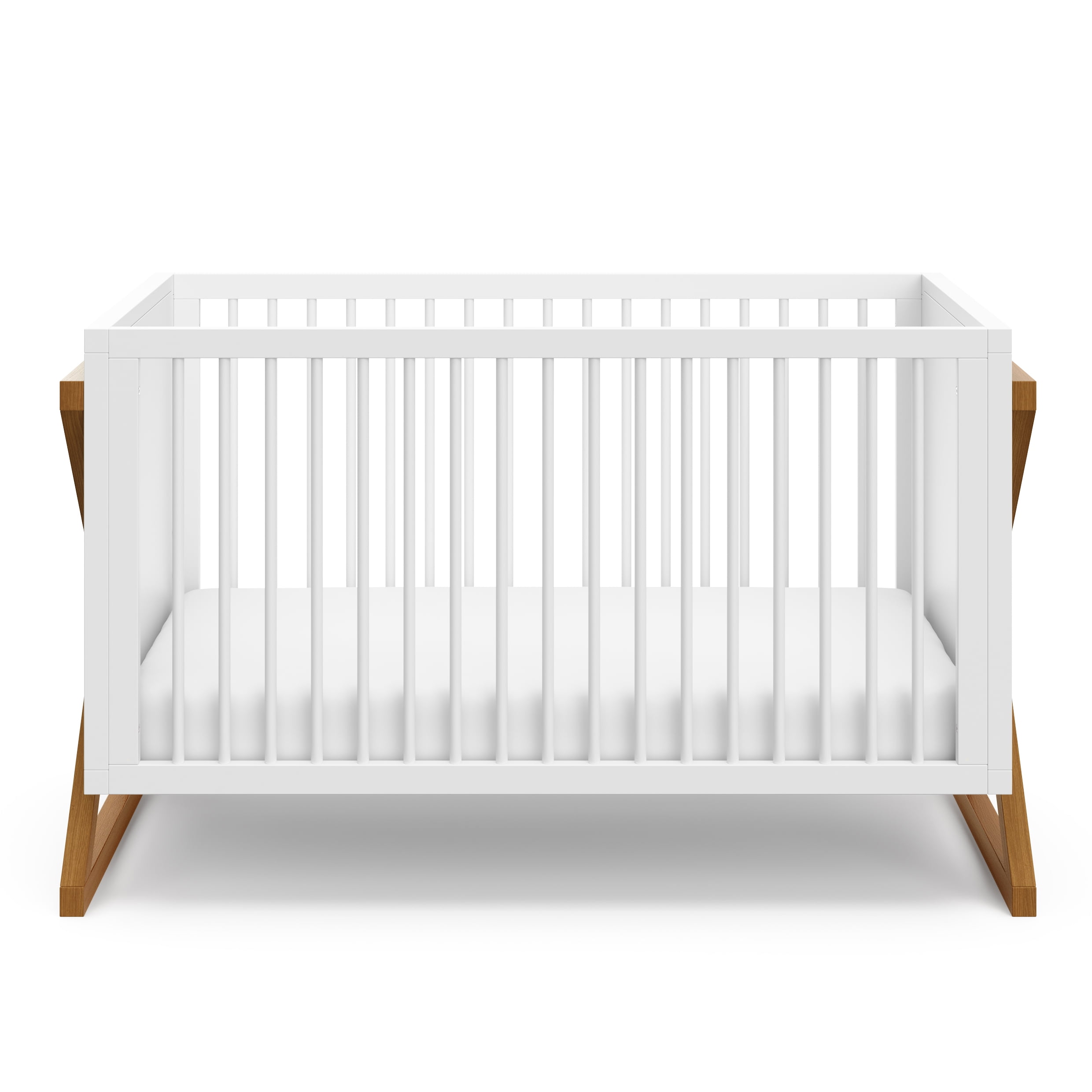 Storkcraft Equinox 3-in-1 Convertible Baby Crib, White with Vintage Driftwood - Image 2