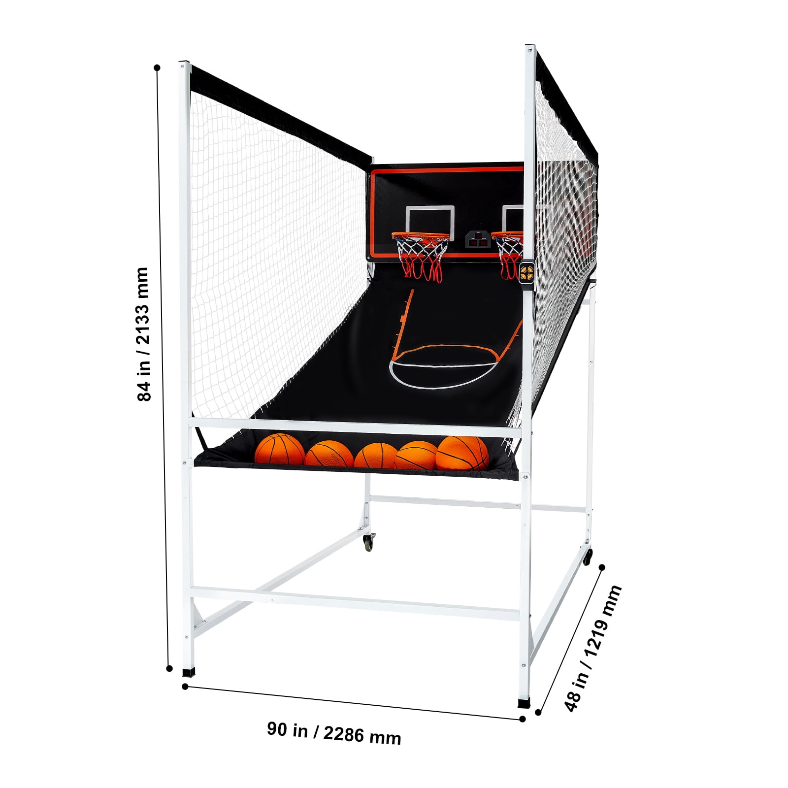 KFFKFF Foldable Basketball Arcade Game, Indoor 2-Player 5 Balls Double Shot Arcade Basketball Game with Electronic Scorer and 8 Game Modes Perfect Gift for Kids Adults - Image 4