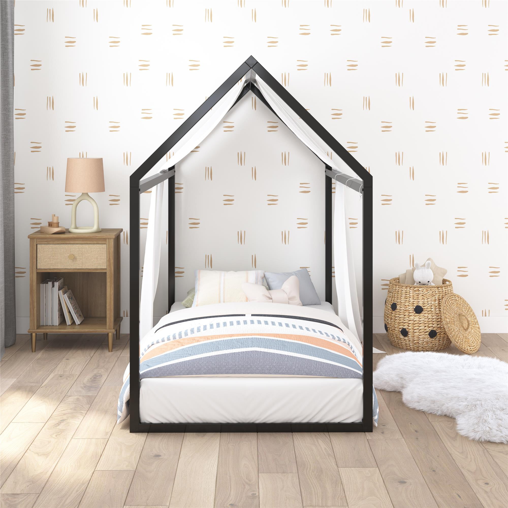 Max & Finn Skyler Metal Montessori House Bed, Twin, Black - Image 3