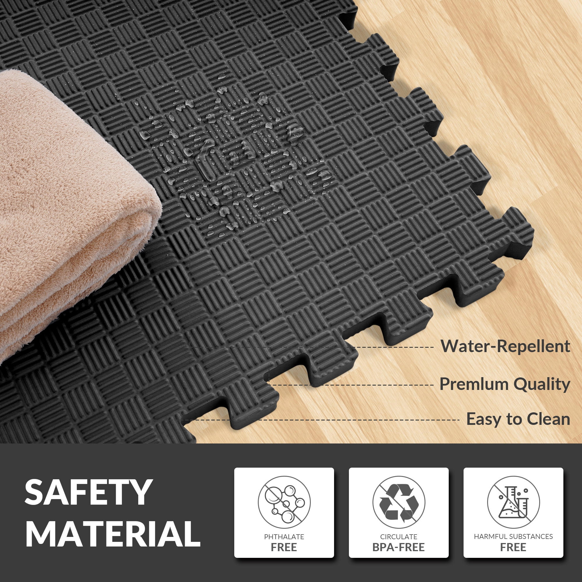 BalanceFrom EVA Foam Interlocking Floor Tiles, 63 × 63 cm, 1/2" 3/4" or 1" Thick, Anti-Slip Textured Mats in Multiple Colors, 6/12/24/36 Pack for Home Gym and Play Areas - Image 6