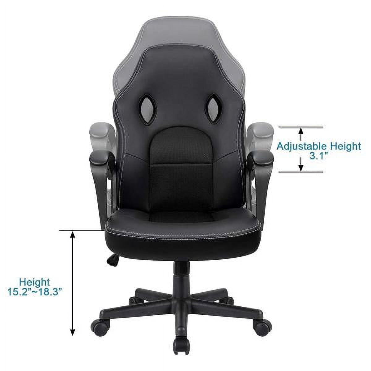 Vineego High Back Office Chair Faux Leather Gaming Racing Chair Ergonomic Adjustable Swivel Executive Chair, Black - Image 5