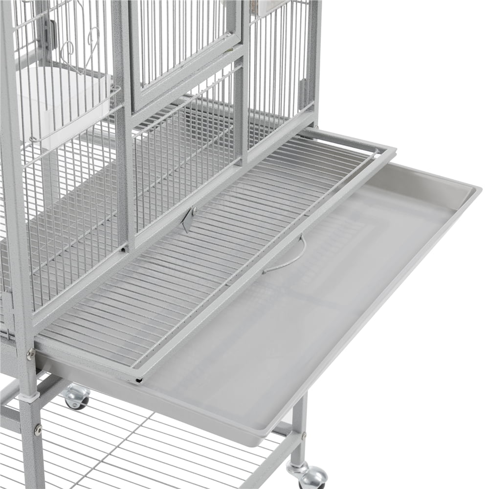 Renwick 53.5"H Large Rolling Metal Pet Cage with Detachable Stand,Light Gray - Image 11