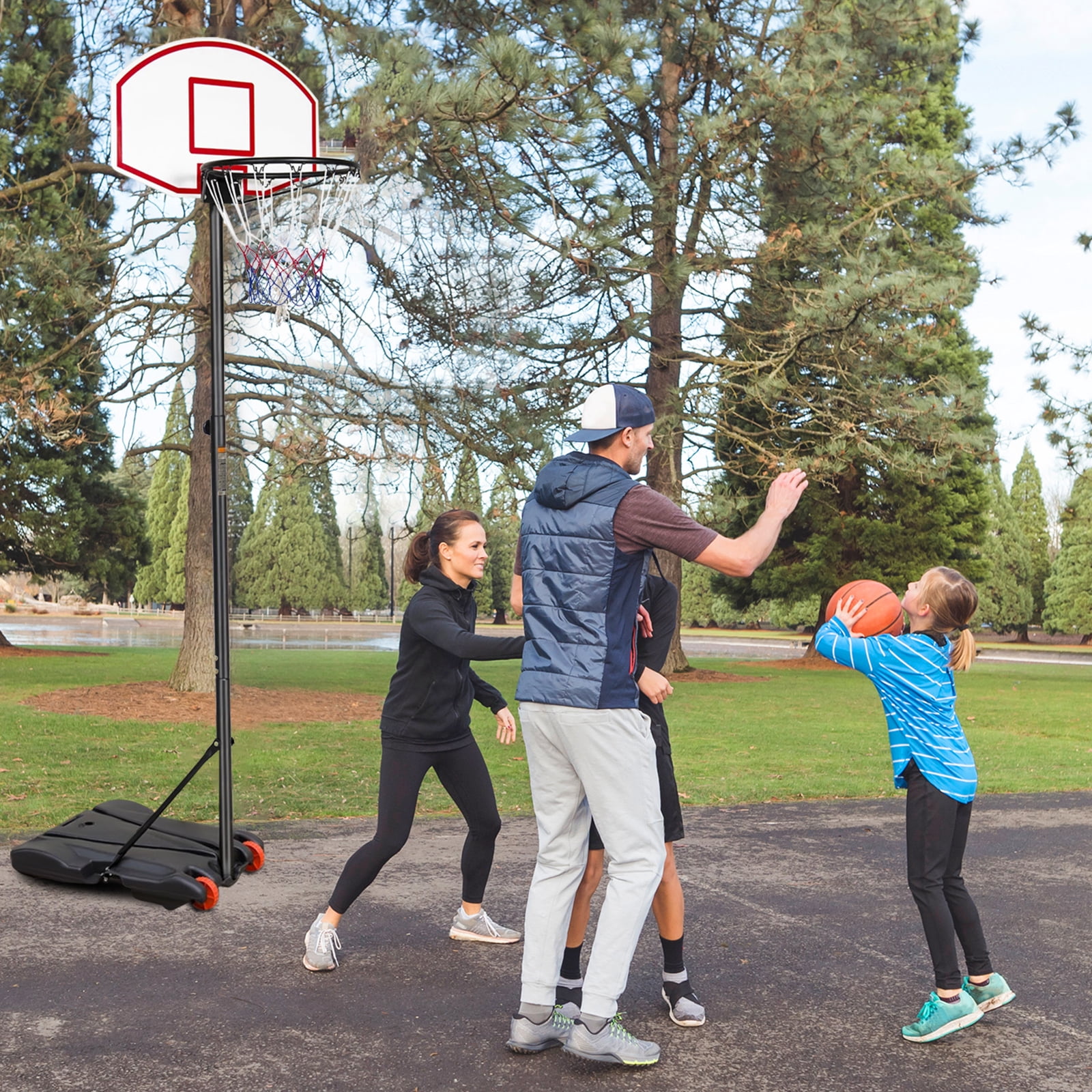 Fenbeli Portable Basketball Hoop Goal System for Outdoor Indoor Court 5.2 - 7 ft Easy Height Adjustable with HDPE Plastic Impact - Image 4