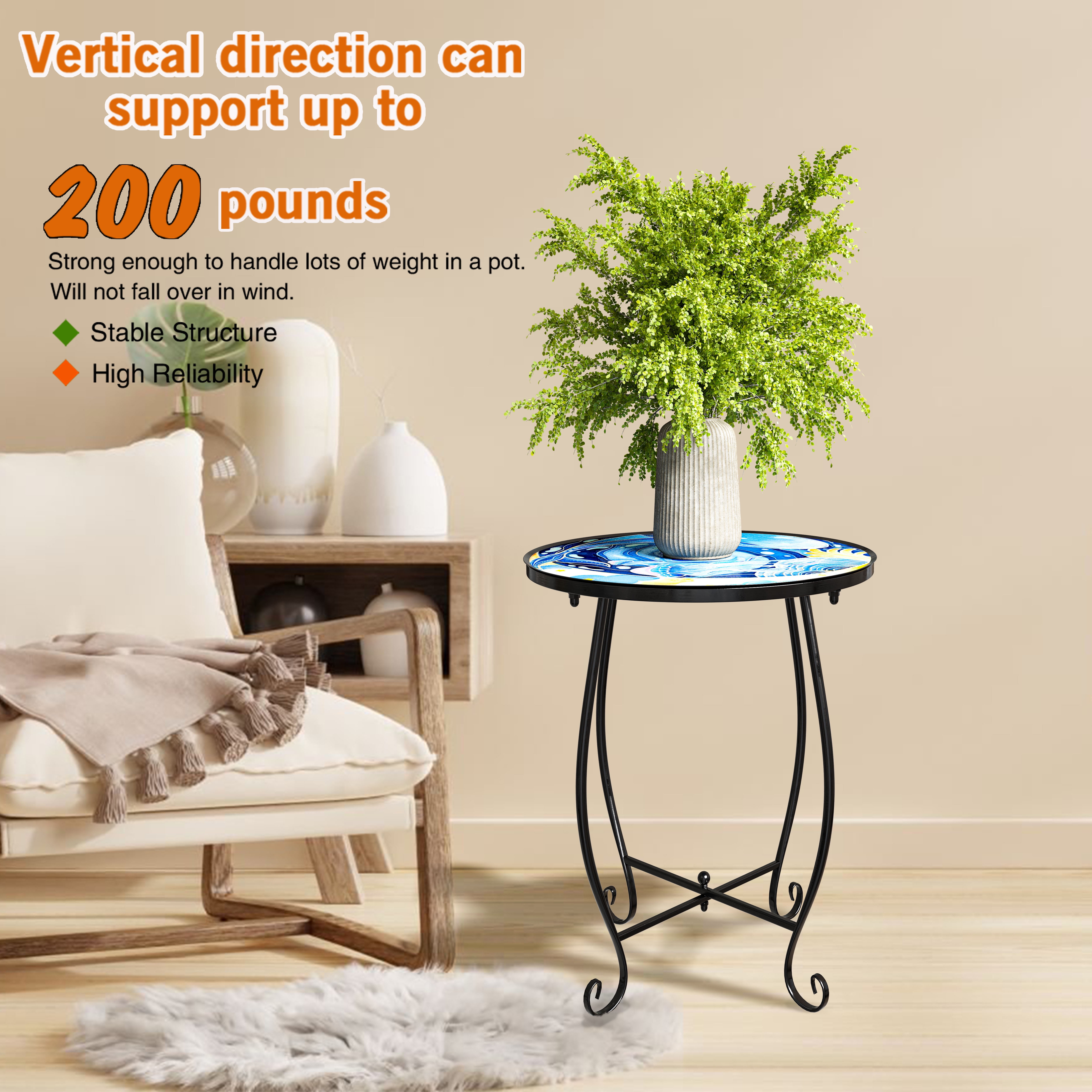 Rekopi 2 Pack Outdoor Mosaic Side Table, 17 Inch High Small Patio Outdoor Table, Indoor Folding Round Side Table for Bistro Balcony Garden - Image 5