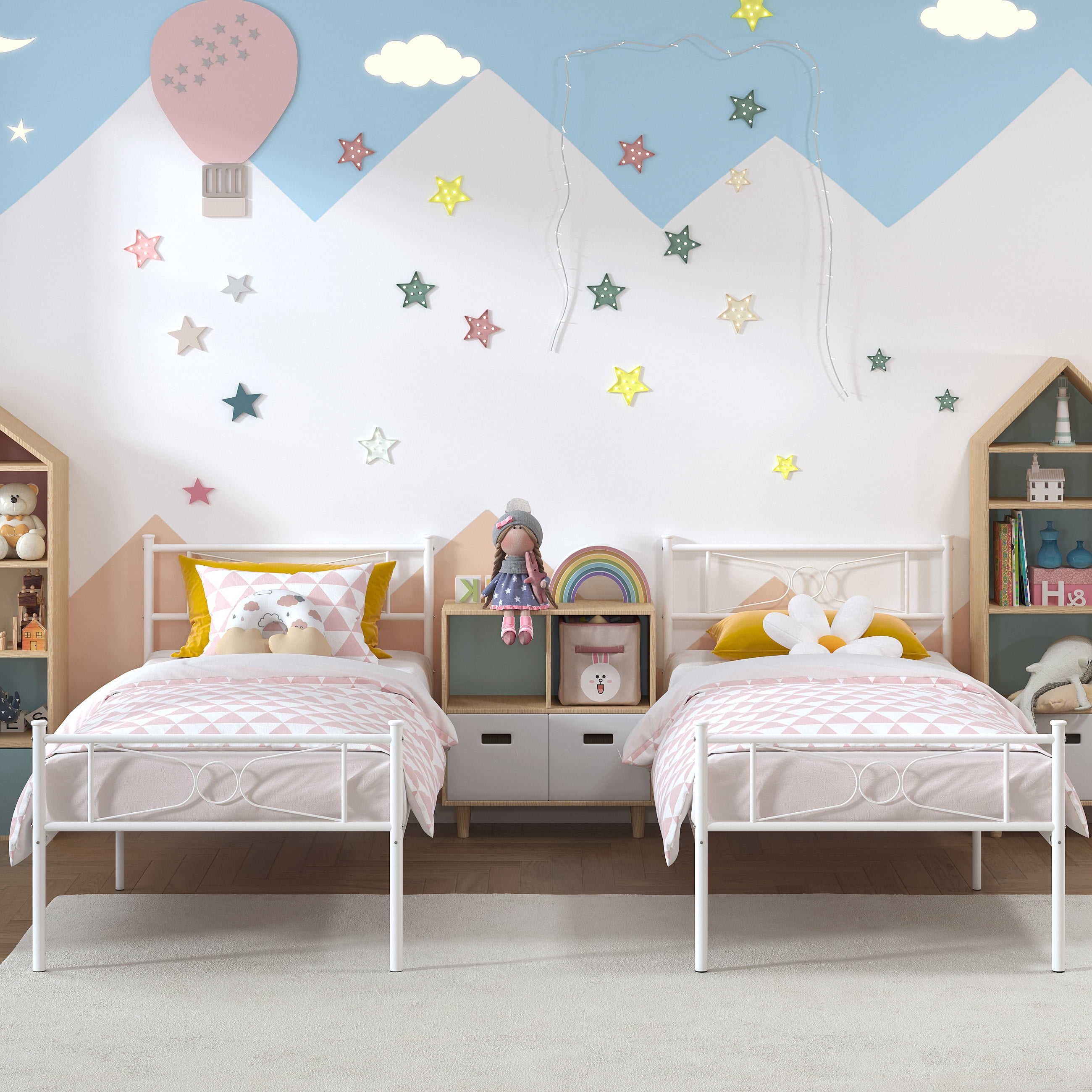 Yoneston Twin Platform Metal Bed Frame with Headboard No Box Spring - Image 6