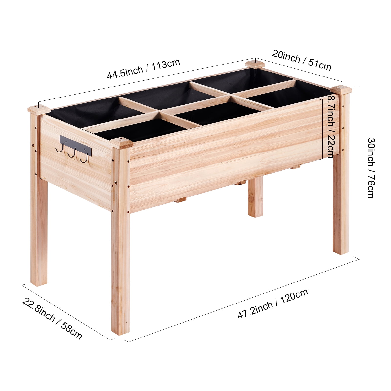 KFFKFF Wooden Raised Garden Bed Planter Box 47.2x22.8x30" Flower Vegetable Herb - Image 9
