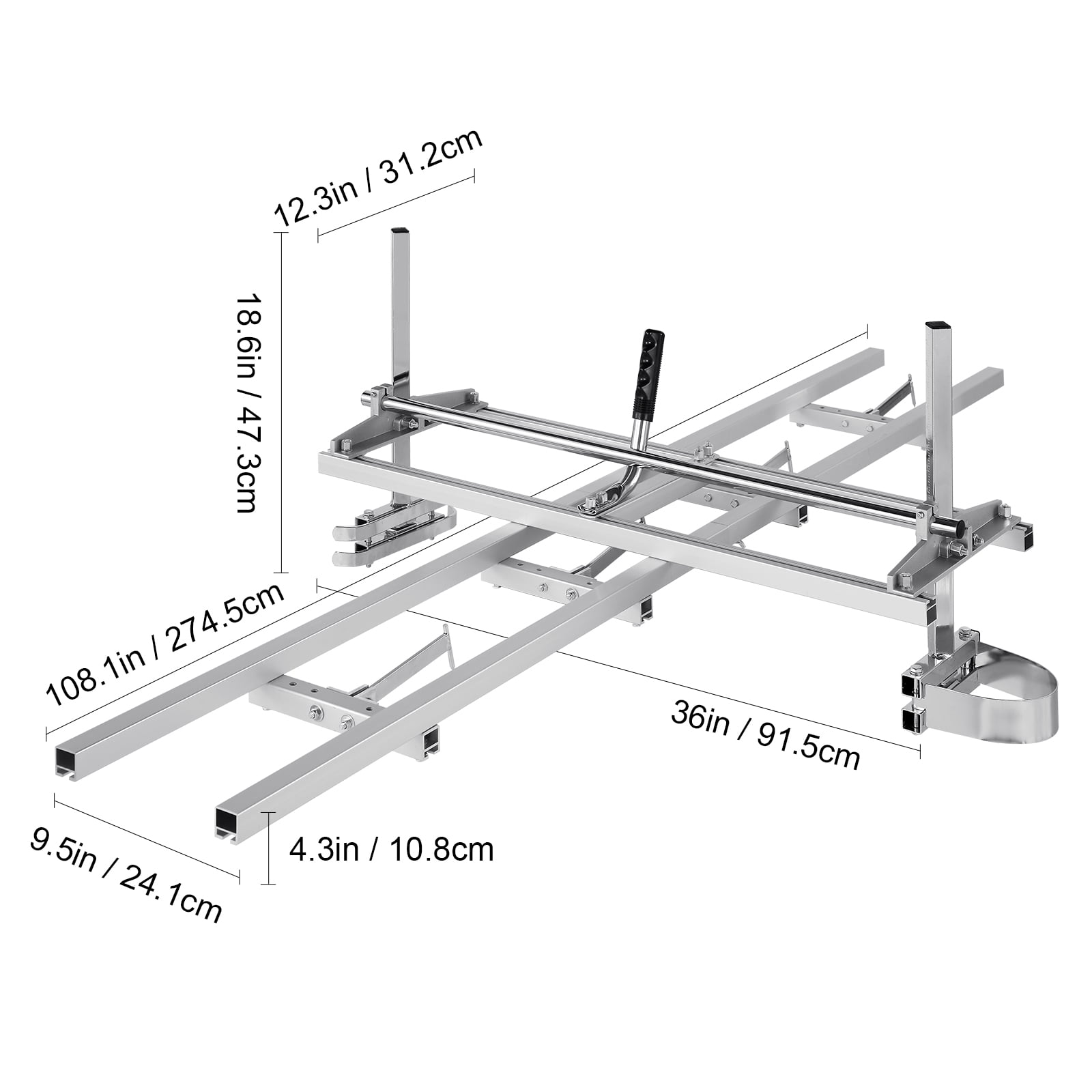 VEVOR Chainsaw Mill and Rail Mill Guide System, Portable Sawmill 14"-36" Guide Bar, 9ft Aluminum Saw Milling Rail Guide with Chainsaw Planking Mill - Image 2