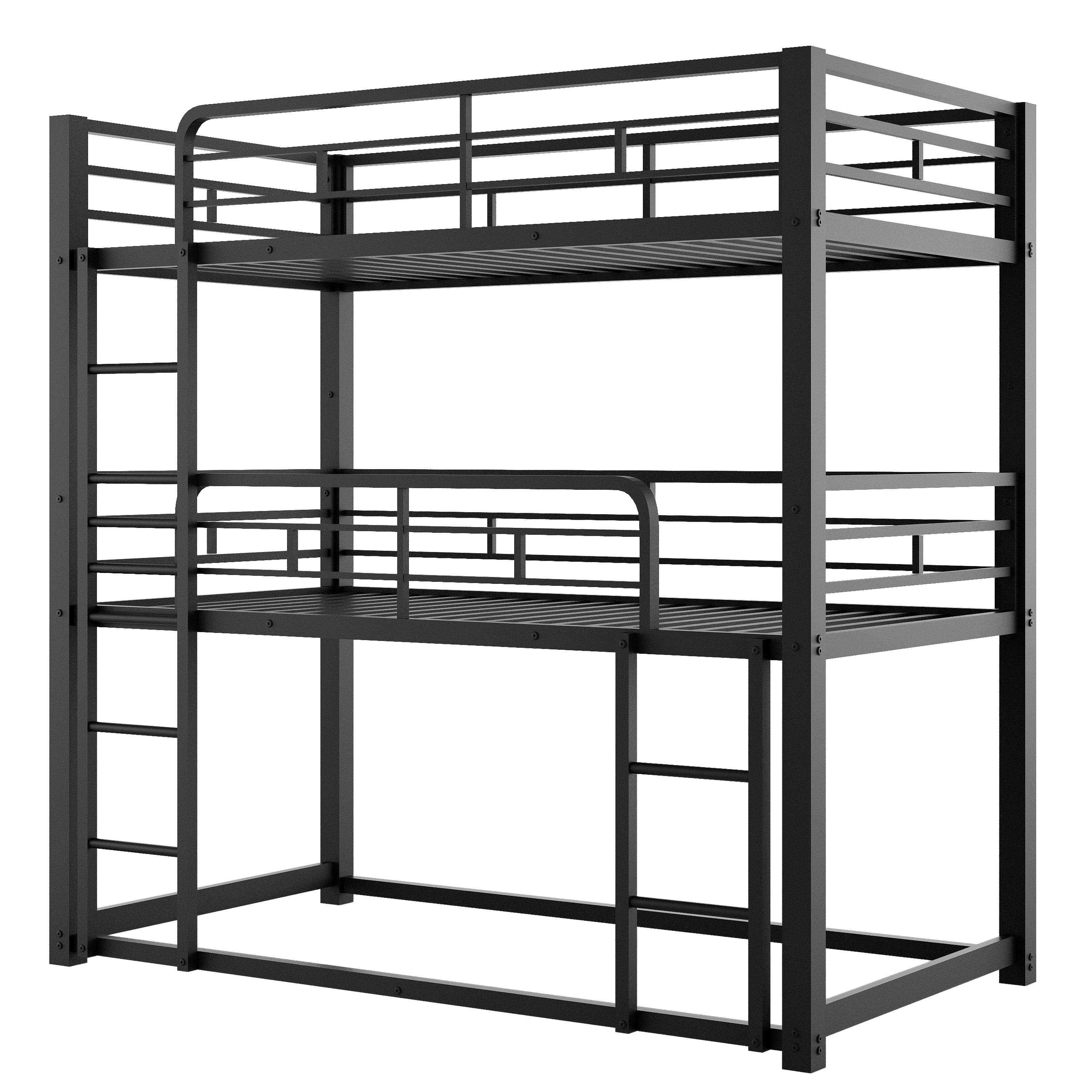 Euroco Metal Twin over Twin over Twin Bunk Bed, Triple Bed for Kids Room, 3 Twin Beds for Kids Teens Adults, Space-Saving, Black - Image 3