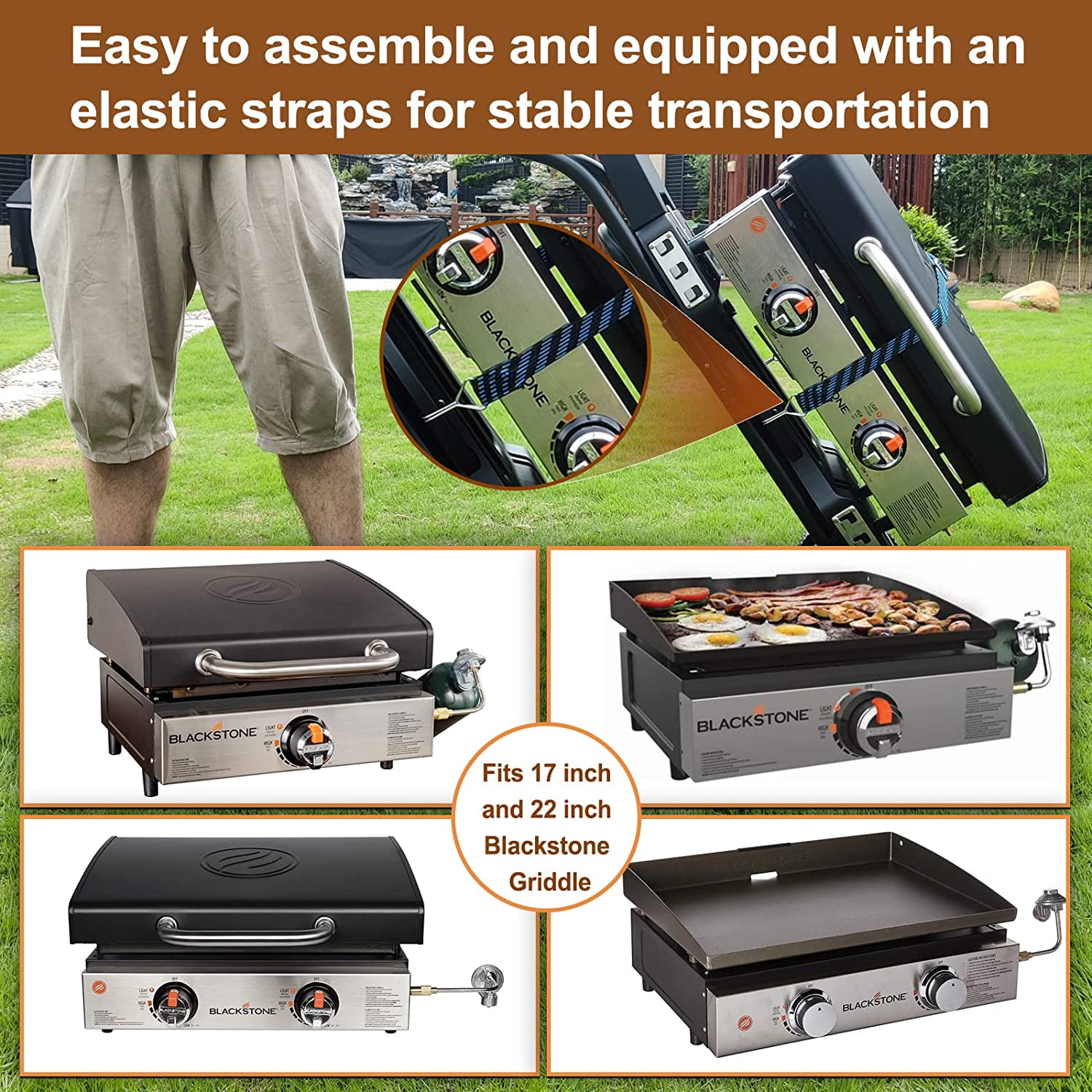 Portable Grill Cart for Weber Q1000, Q2000 Series Gas Grills and Blackstone 17” 22” Table Top Griddles, Portable Griddle Stand - Image 6