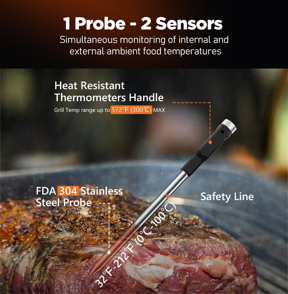 Smart Wireless Meat Thermometer - Bluetooth Digital Food Cooking Thermometer APP Control Kitchen Thermometer for Oven Grill BBQ Smoker - Image 5