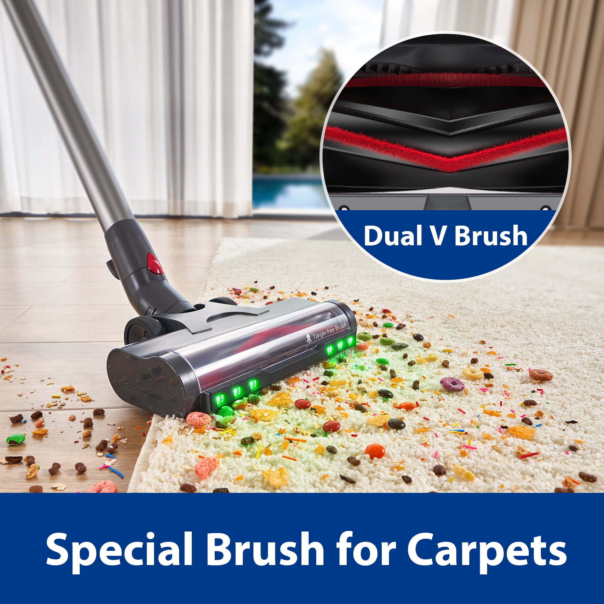 Maircle S3 Pro Cordless Stick Vacuum, Lightweight Cordless Vacuum 400W Powerful Suction, 7*4000mAh Batterys, 70min Runtime, 3 Speeds LED Display, Patented Tangle-Free Brush for Pet Hair Carpet - Image 7