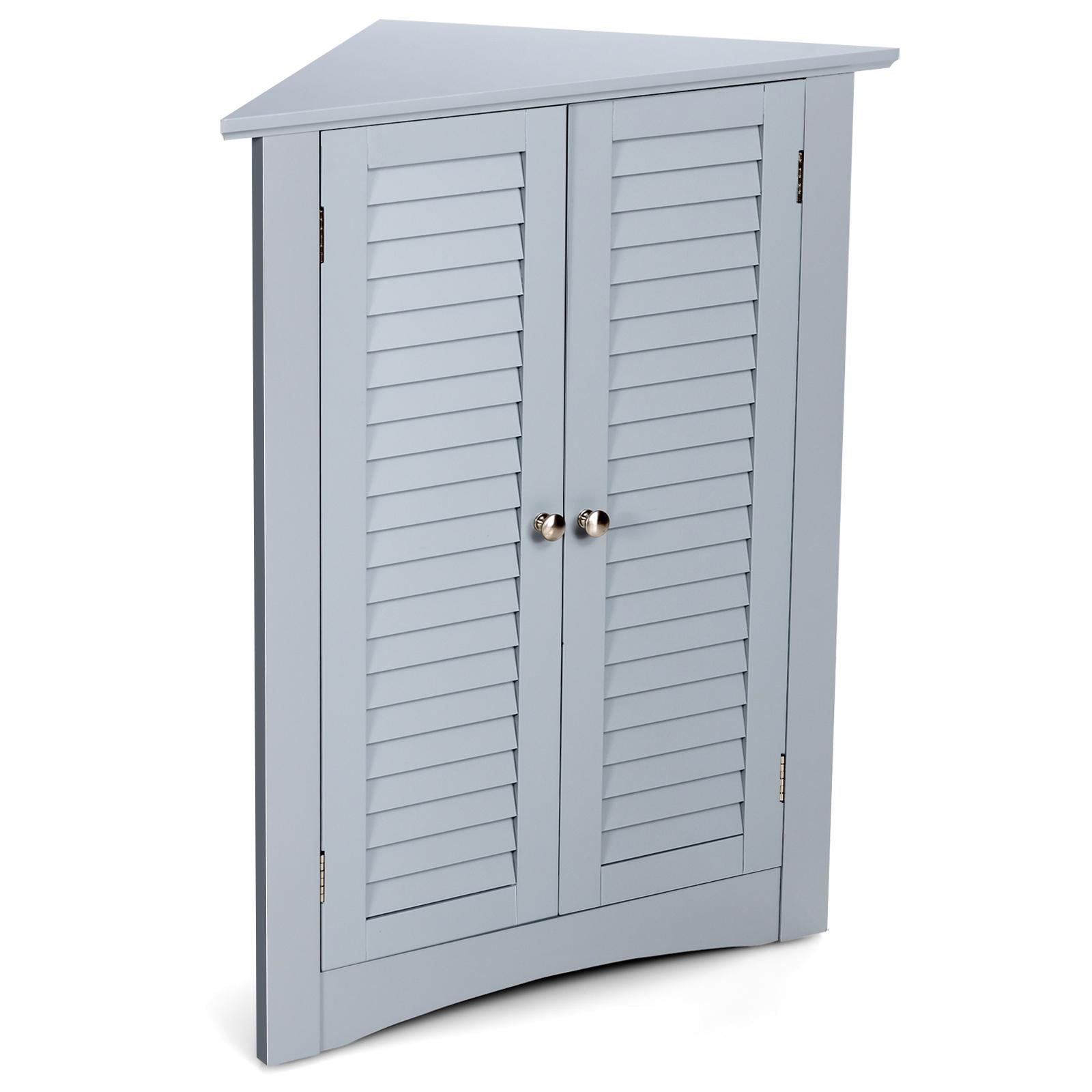 Giantex 3-Shelf Corner Cabinet, Freestanding Bathroom Floor Cabinet with Double Shutter Doors and Adjustable Shelf, Suitable for Bathroom, Living Room, Bedroom, Kitchen, 22 x 13 x 31.5 inches - Image 10
