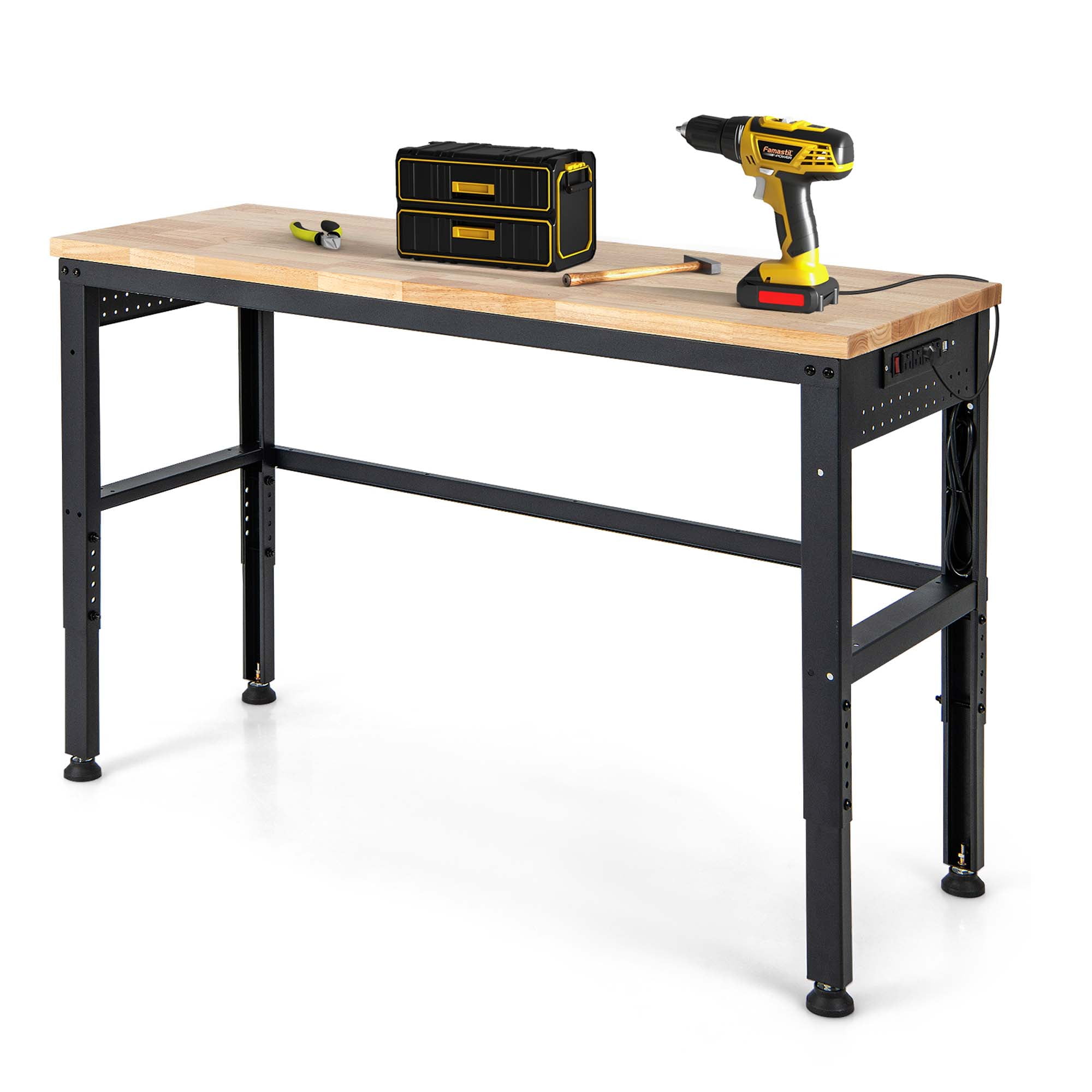 Costway 53" Adjustable Height Workbench 1760lbs Capacity Workstation w/ Power Outlets - Image 10