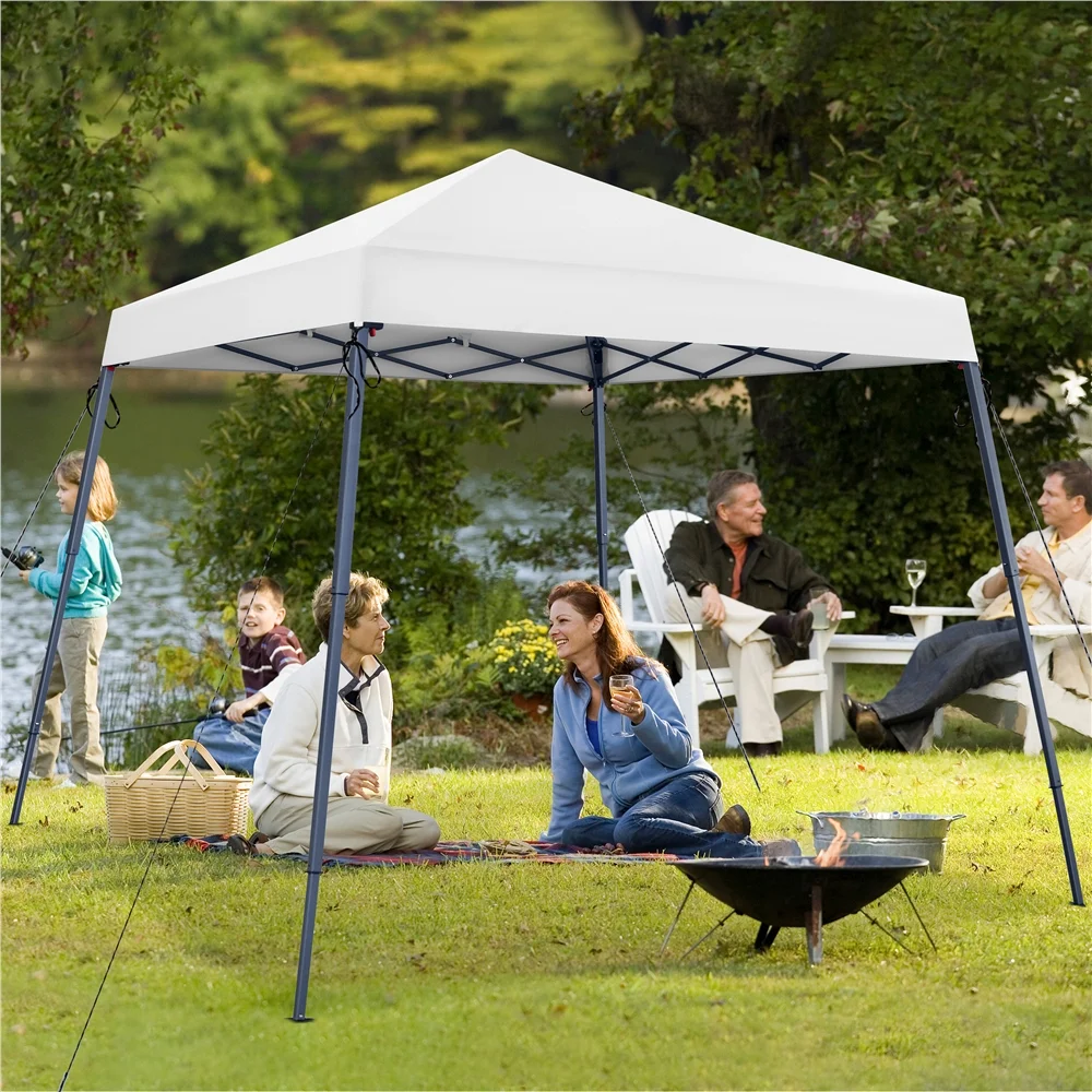 Alden design Pop-Up Canopy Outdoor Tent with Carrying Bag Sandbag Ropes Pegs, White - Image 4