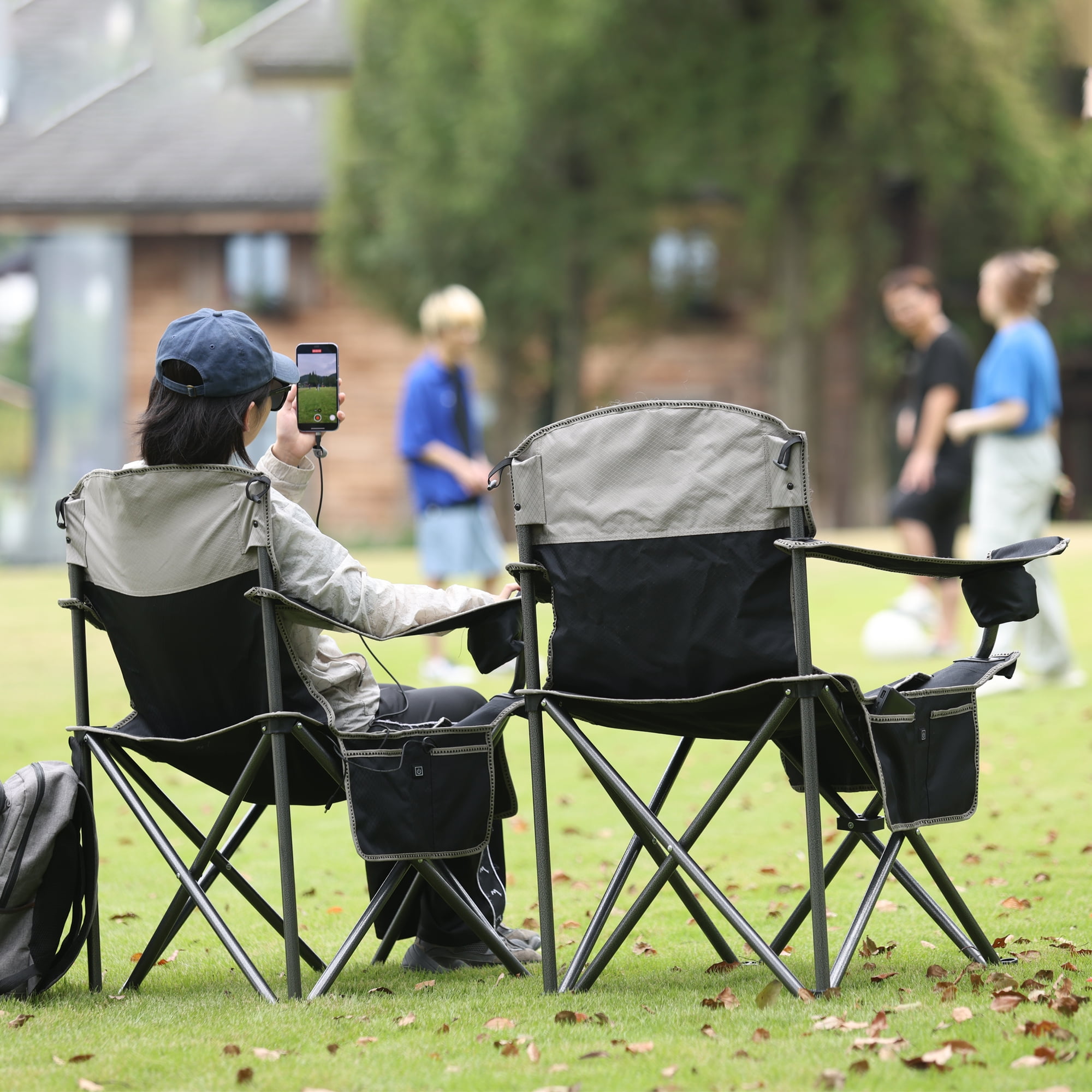 M8TRX Outdoors Heated Camping Chair, Portable Chair w/ 5000mAH Power Bank, 3 Heat Levels, USB Charging Port, Black - Image 8