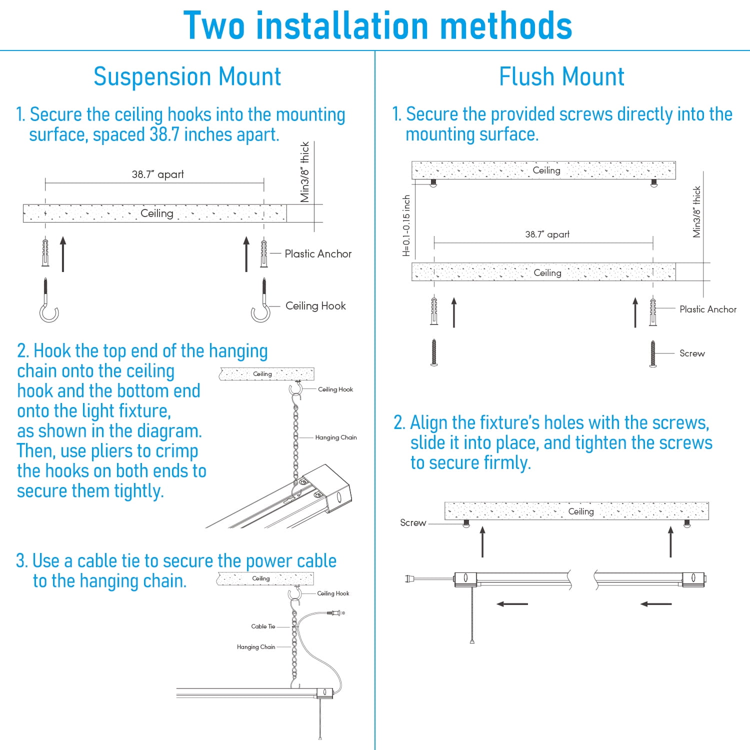10 Pack LED Shop Light for Garage 4ft, Linkable, 5000K Daylight, 40W, Surface Mount & Suspended Mount - Image 8