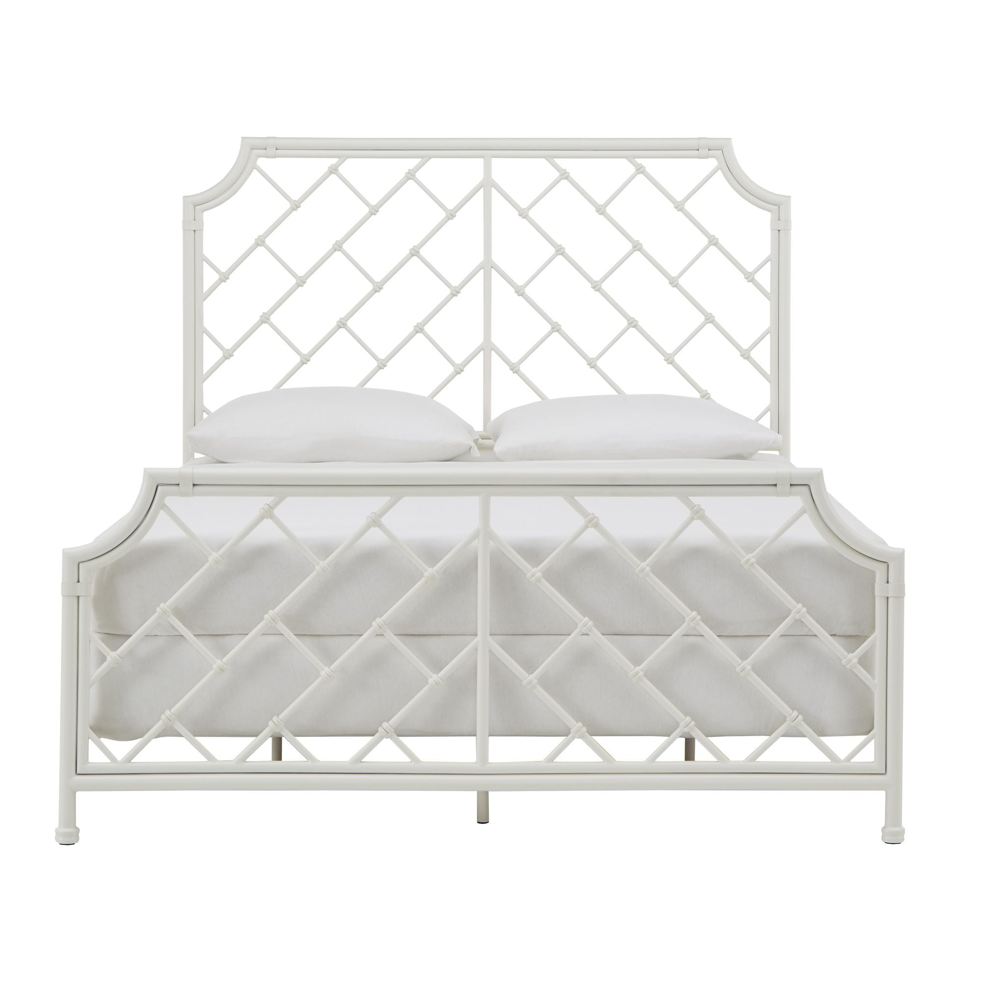 Weston Home Kassandra Geometric Mosaic Metal Queen Bed, White - Image 3