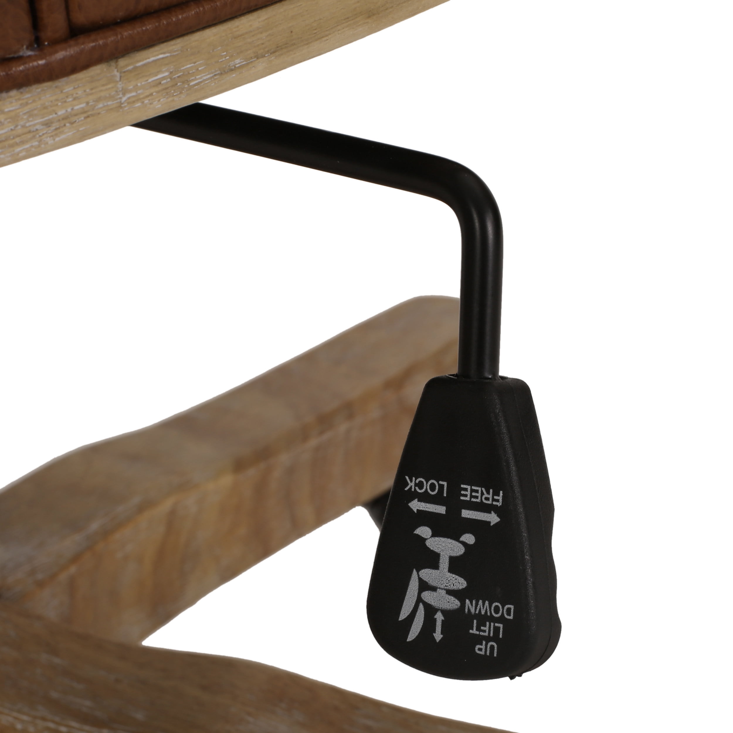 Ember Interiors Ashlyn Upholstered Roll Back Swivel Office Chair, Cognac Brown and Natural - Image 5