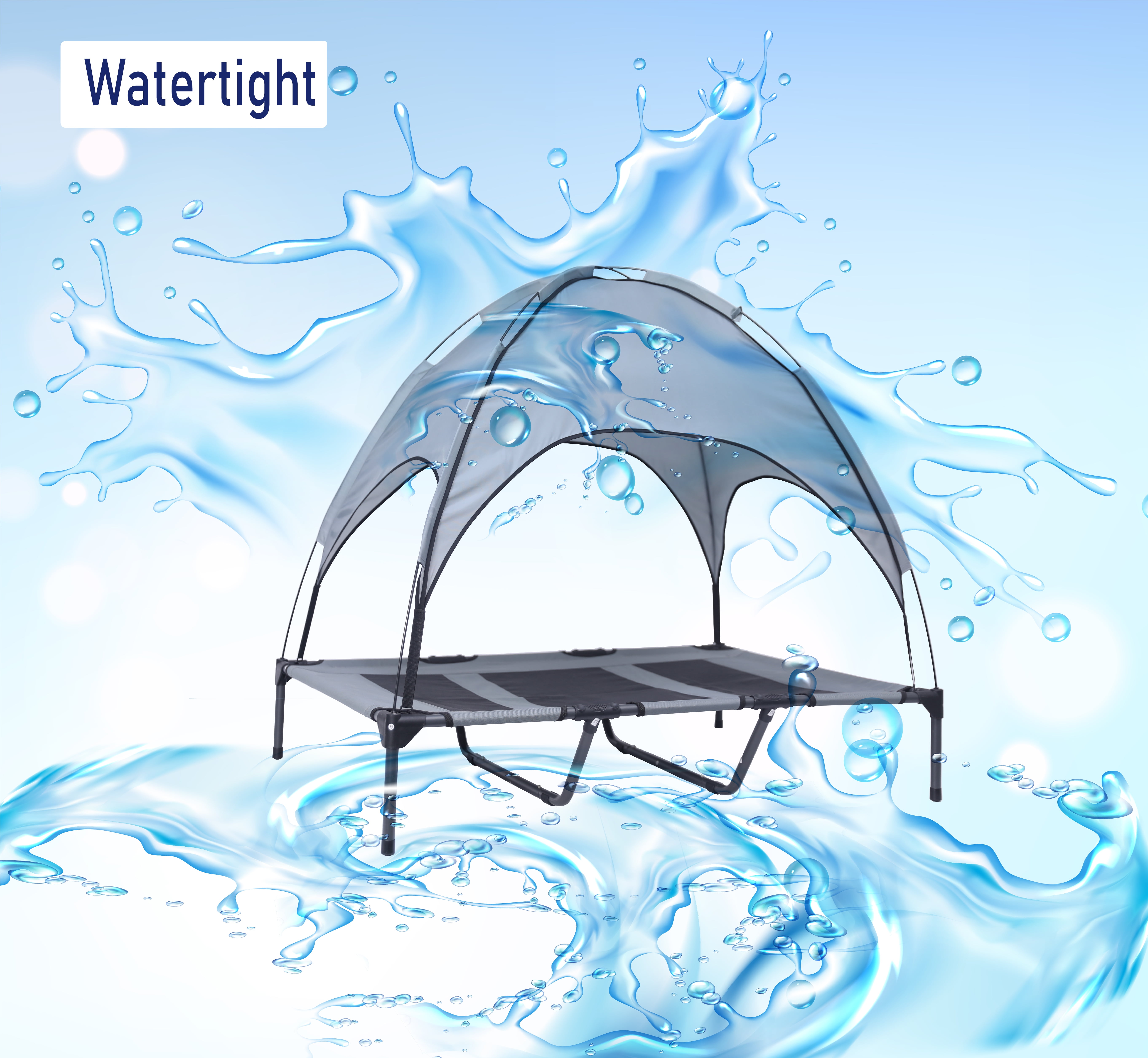 Elevated Dog Bed with Canopy for Dogs,Raised Dog Cots Indoor Outdoor Pet Bed Portable Frame Dog Cooling Bed with Breathable Mesh, Skid-Resistant Feet - Image 4