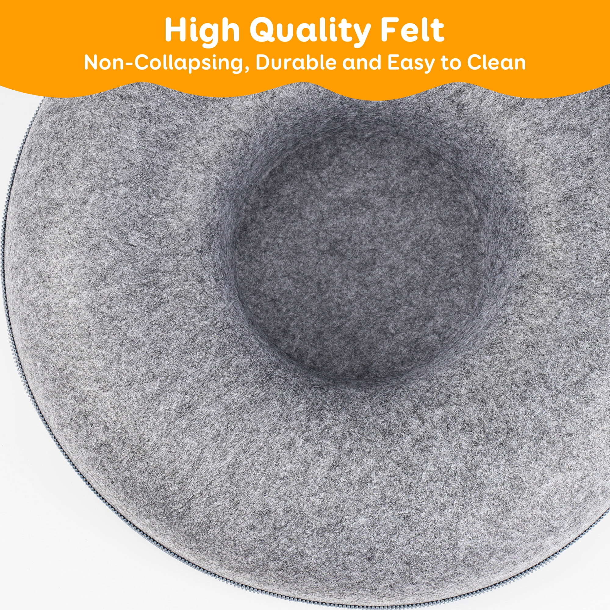 Large Cat Tunnel Bed for Indoor Cats with 3 Toys, Scratch Resistant Donut Cat Bed, Up to 30 Lbs (L 24x24x11, Dark Grey) - Image 3