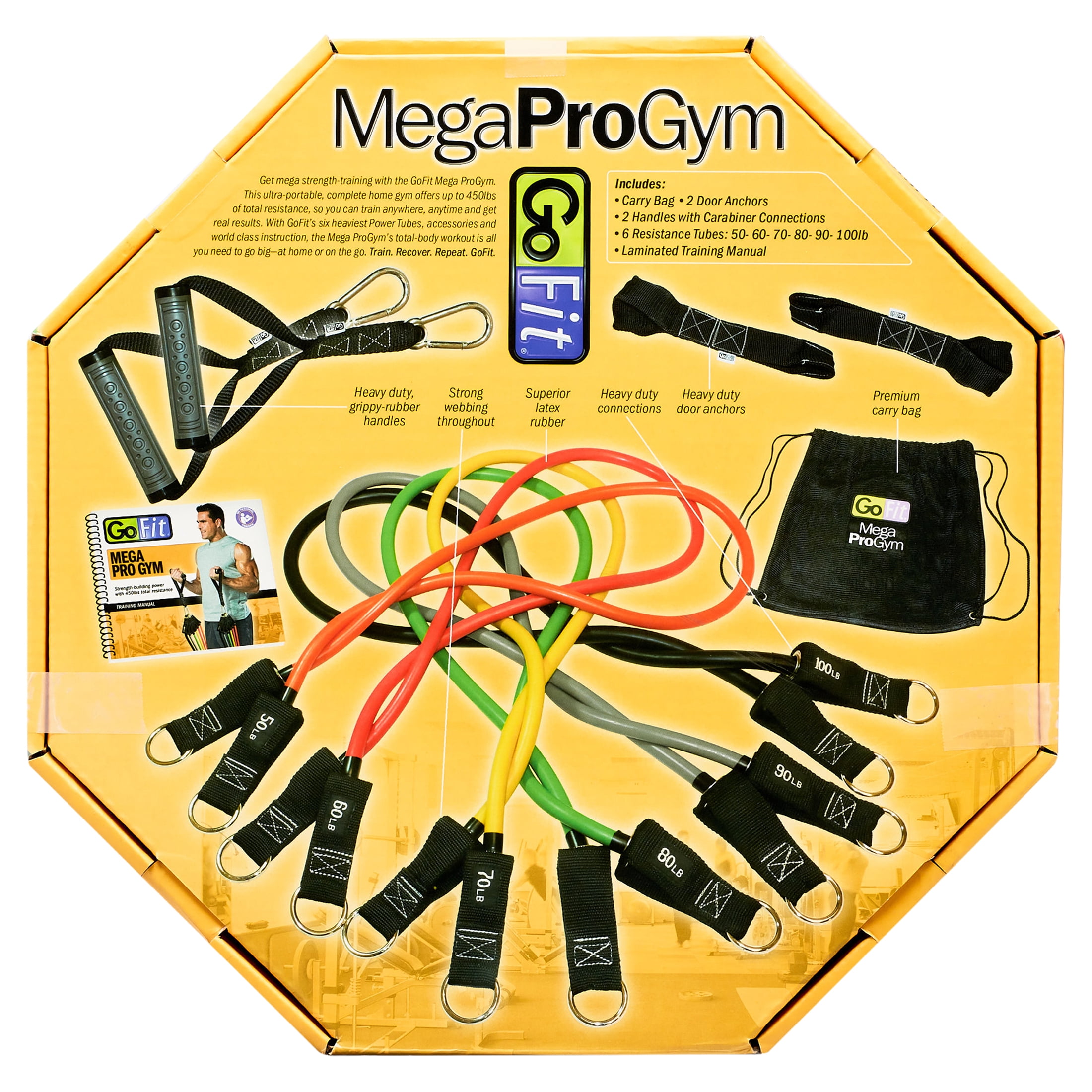 GoFit Mega ProGym Complete Home Gym System with 6 Resistance Tubes, 450 lbs Total Resistance - Image 8