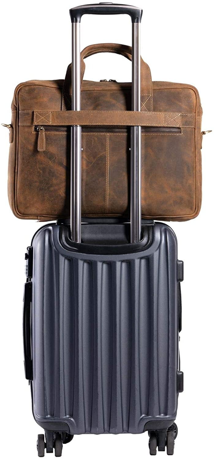16-Inch Full Grain Leather Laptop Messenger Bag – Briefcase Satchel for Men and Women, Office Shoulder Bag with Multiple Compartments - Image 3