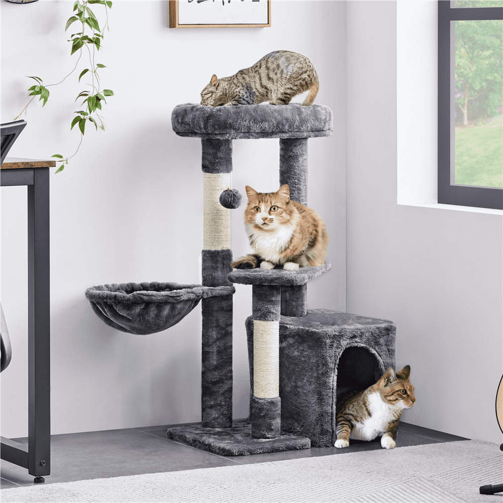 Alden Design 34.5" H Cat Tree Tower with Condo and Perches, Dark Gray - Image 5