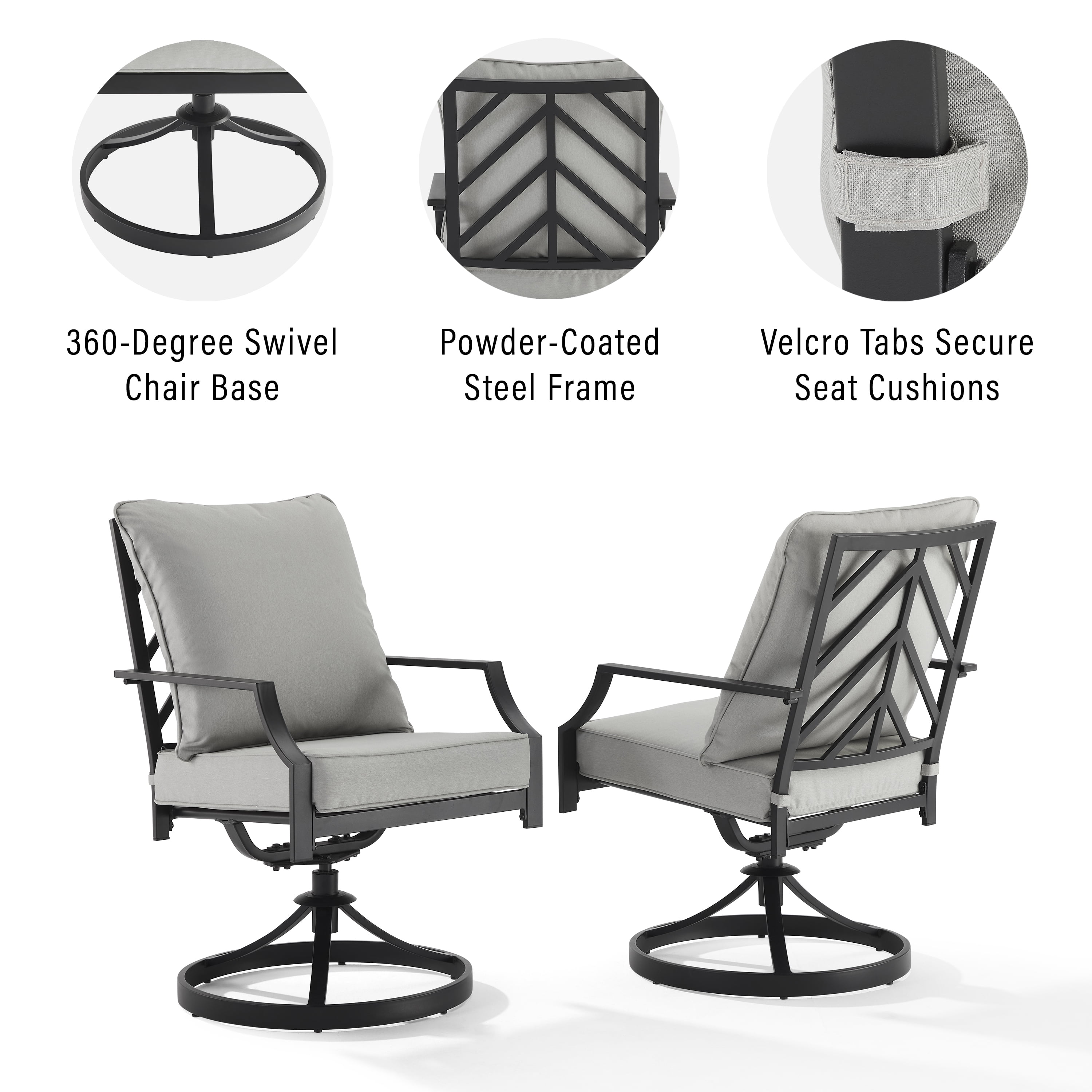 Crosley Furniture Otto 2-Piece Swivel Outdoor Chair Set, Dining Patio Chairs for Deck, Backyard - Image 3